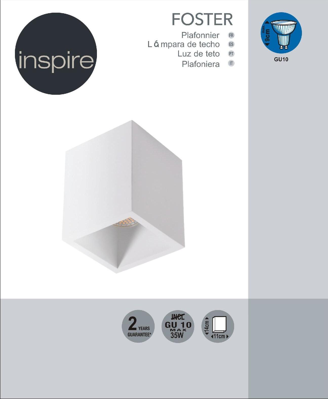 Plafoniera design Foster bianco IP20, 1XGU10 INSPIRE - 3