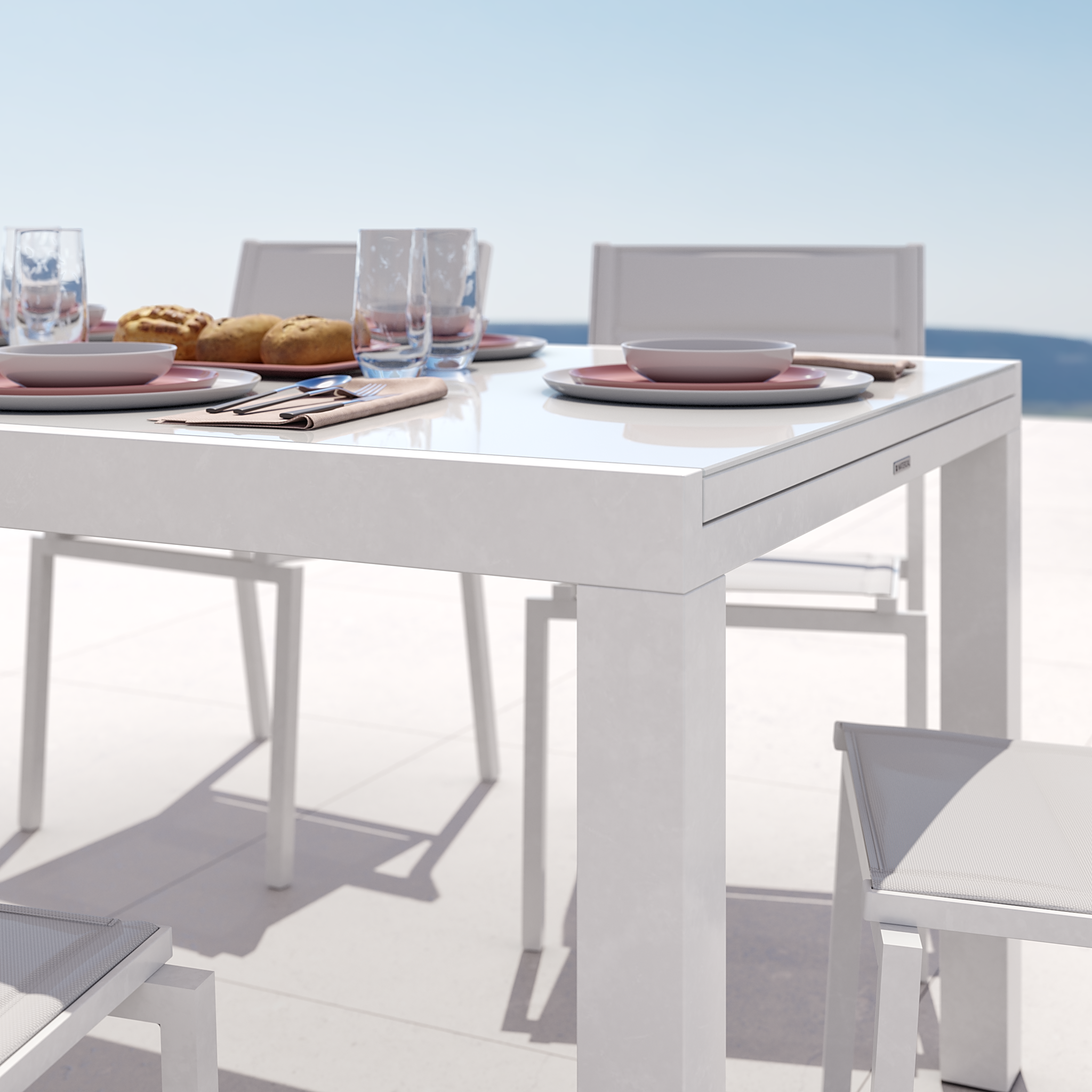 Table de jardin NATERIAL Lyra carré blanc 6 personnes - 2
