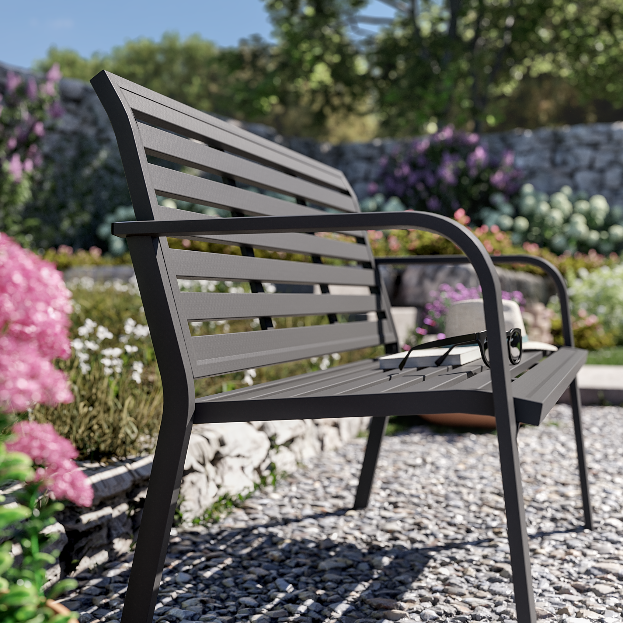 Banc de jardin NATERIAL Centra en aluminium gris - 3