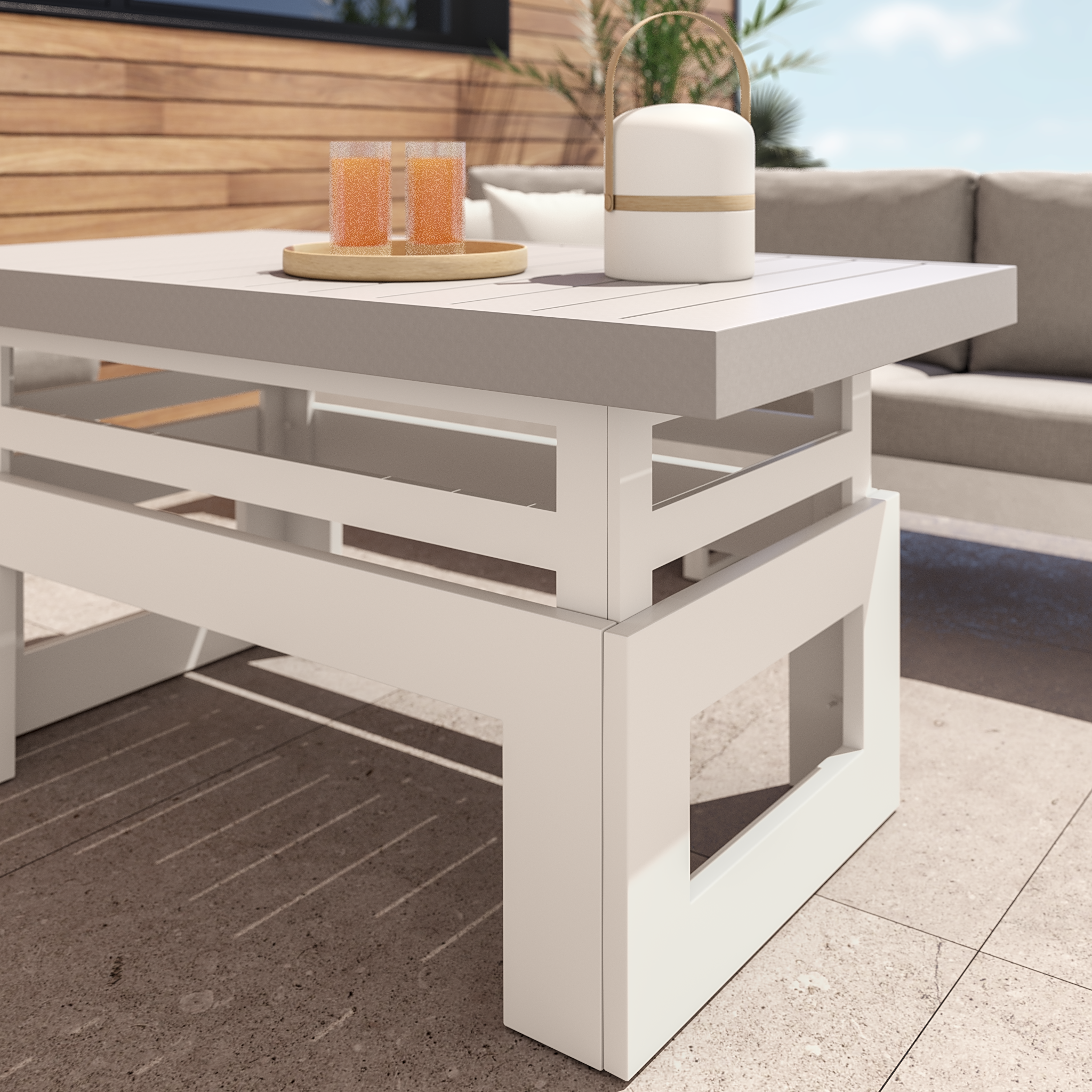 Tavolino da esterno Las Vegas NATERIAL in alluminio grigio 143.5x80cm - 3