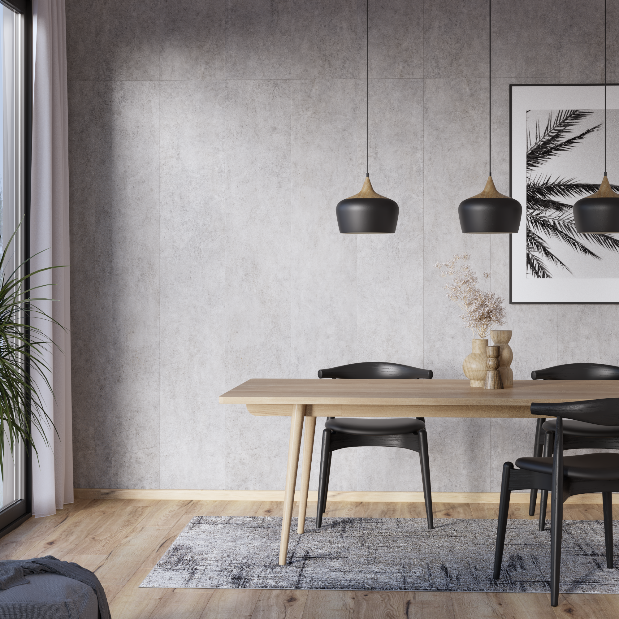 Revestimiento de pared decorativo efecto hormigón de pvc artens patina medium color gris 260x37.5cm