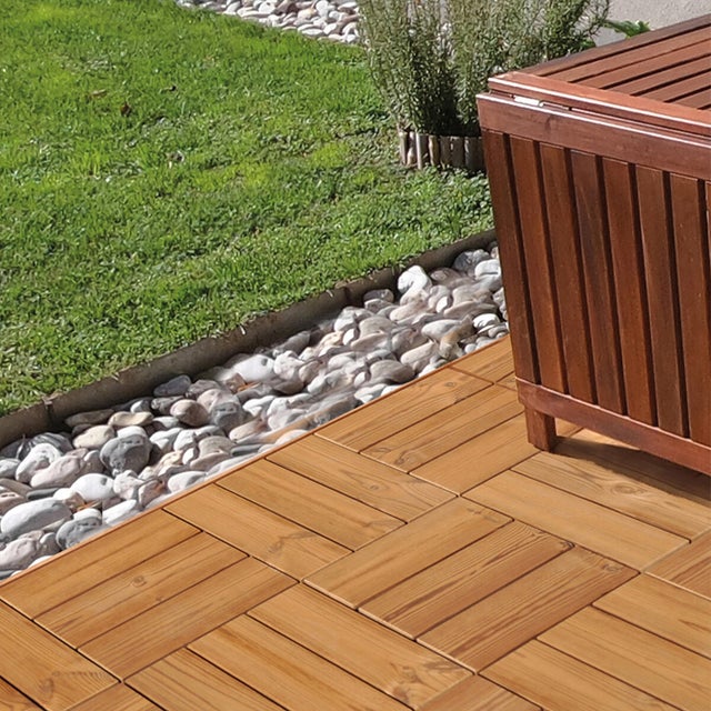 Piastrella d'appoggio e a incastro in legno Thermowood L 30 x L 30 cm x Sp. 25 mm