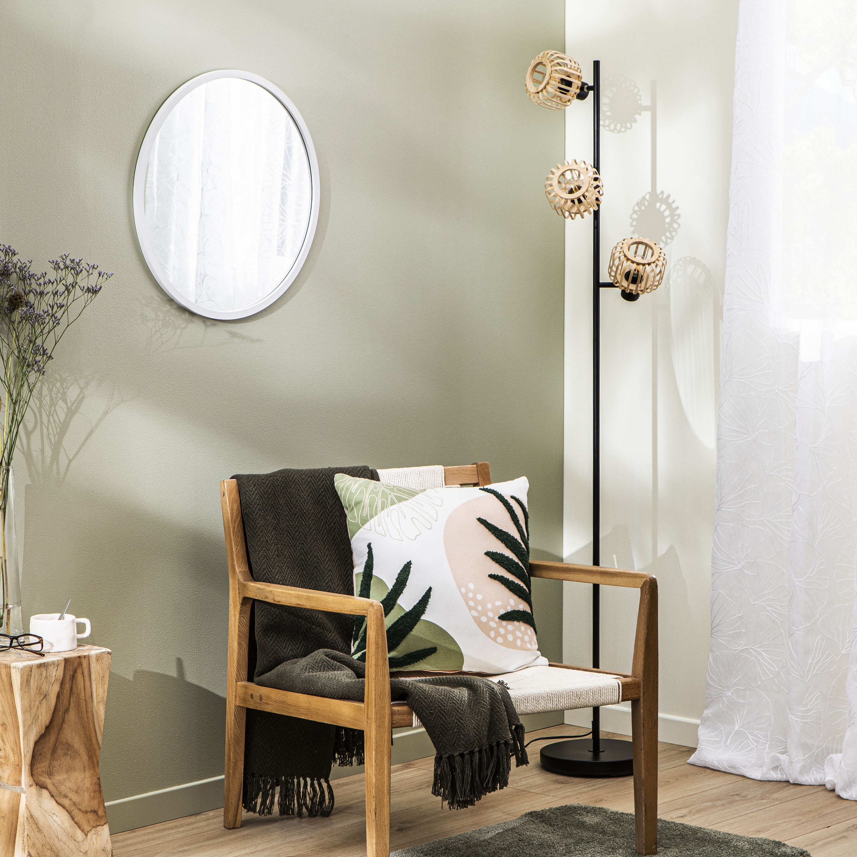 Lampa podłogowa Pecan czarno-beżowa 3 x E14 Inspire - 10