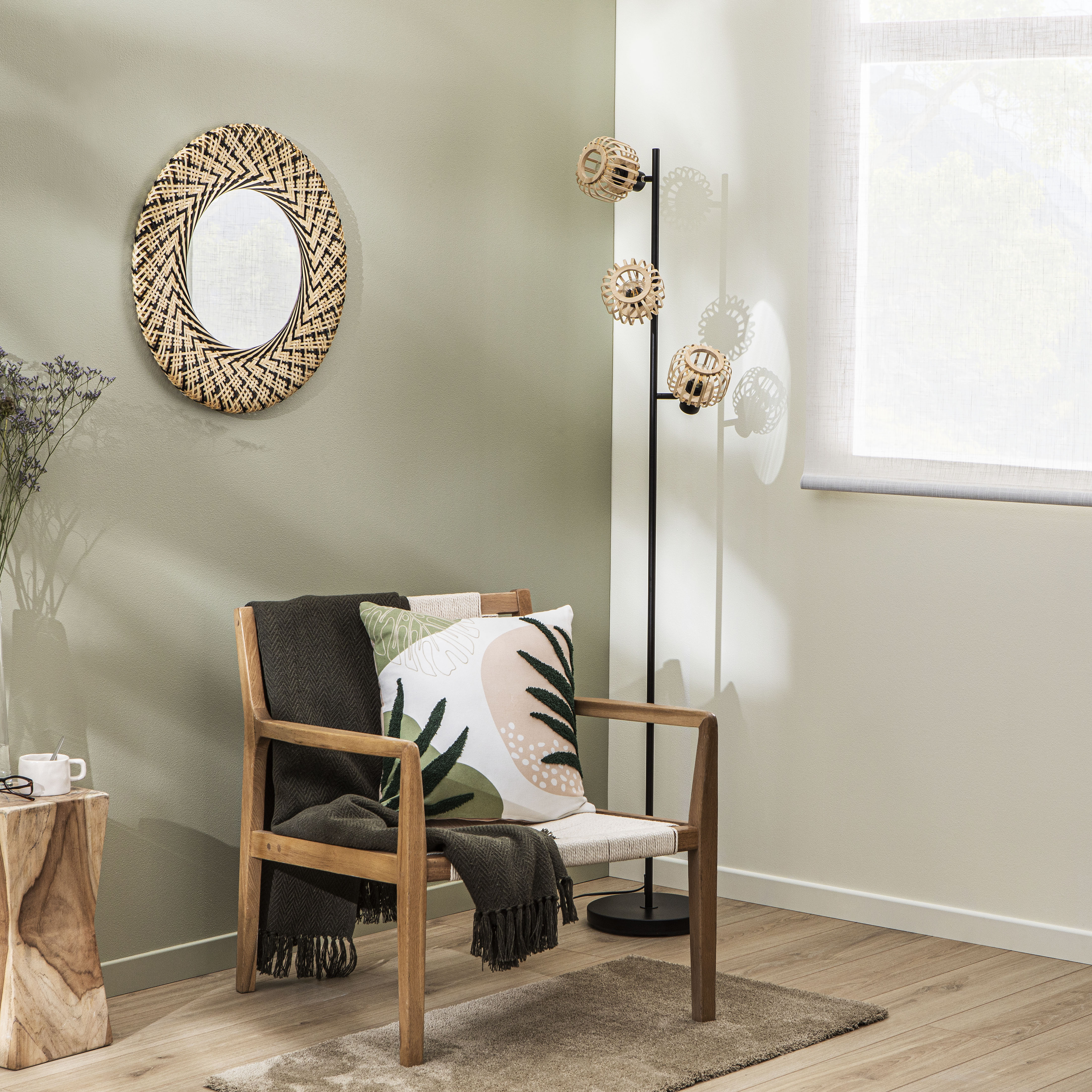 Lampa podłogowa Pecan czarno-beżowa 3 x E14 Inspire - 7