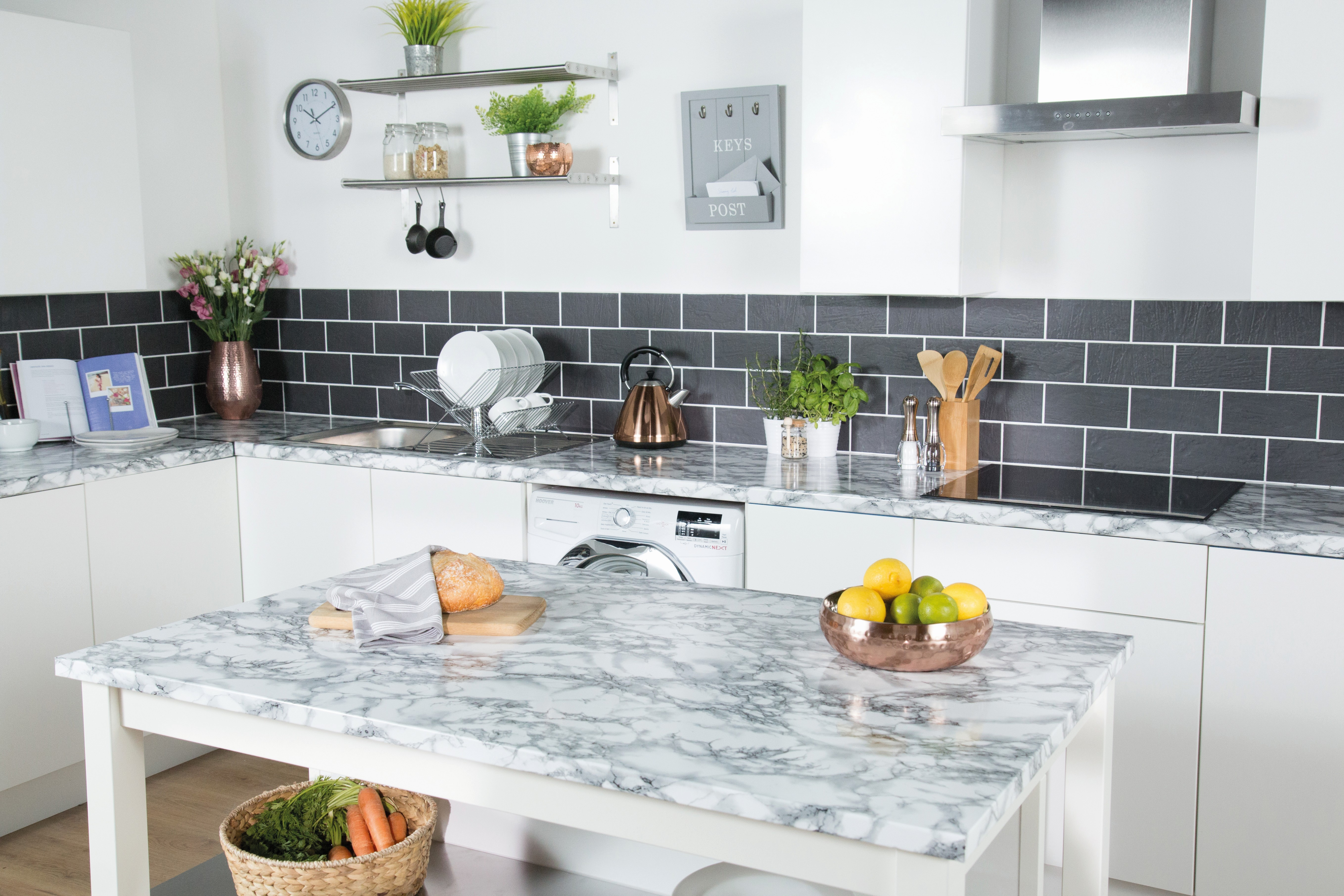 Rolo adesivo 90cmx2.1m mármore branco - 2