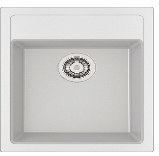 Fregadero cocina Franke Sirius sobre encimera 1 seno con sifón 40x53 cm resina blanco mueble a partir de 45 cm