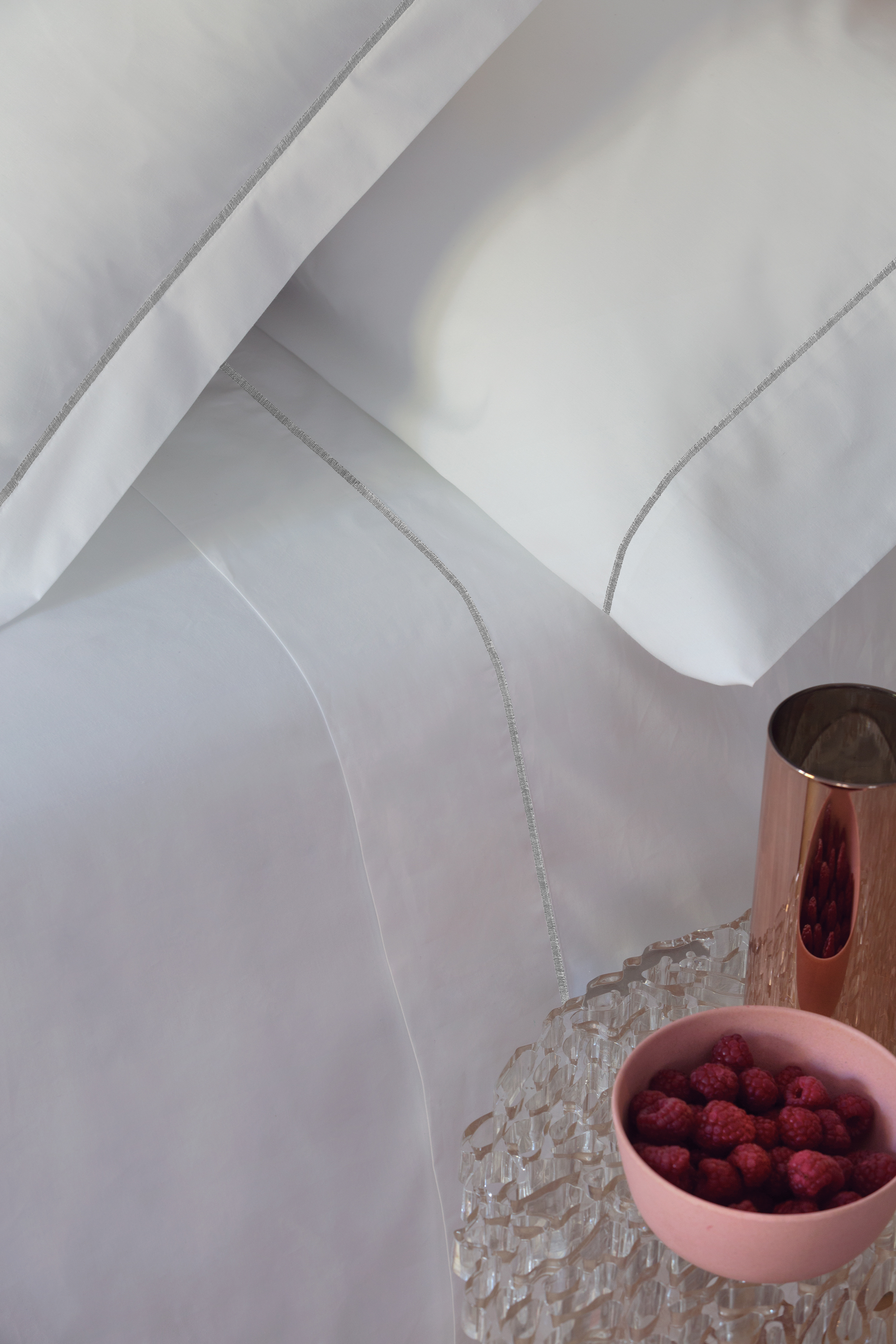 Sábana encimera de percal Festón blanco para cama de 135 cm - 2