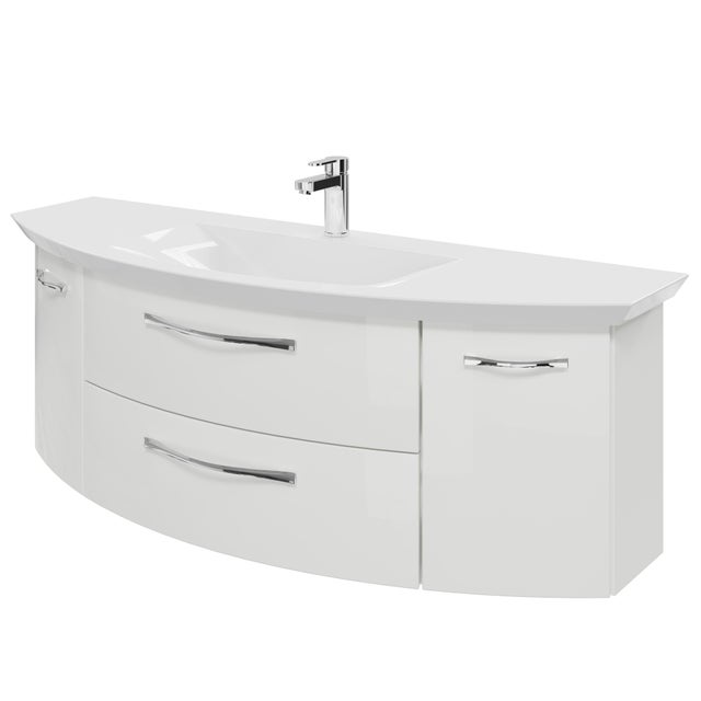 Mobile da bagno sospeso sotto lavabo L 139 x H 48 x P 46.2 cm bianco, 2 cassetti, 2 ante PELIPAL Cassca
