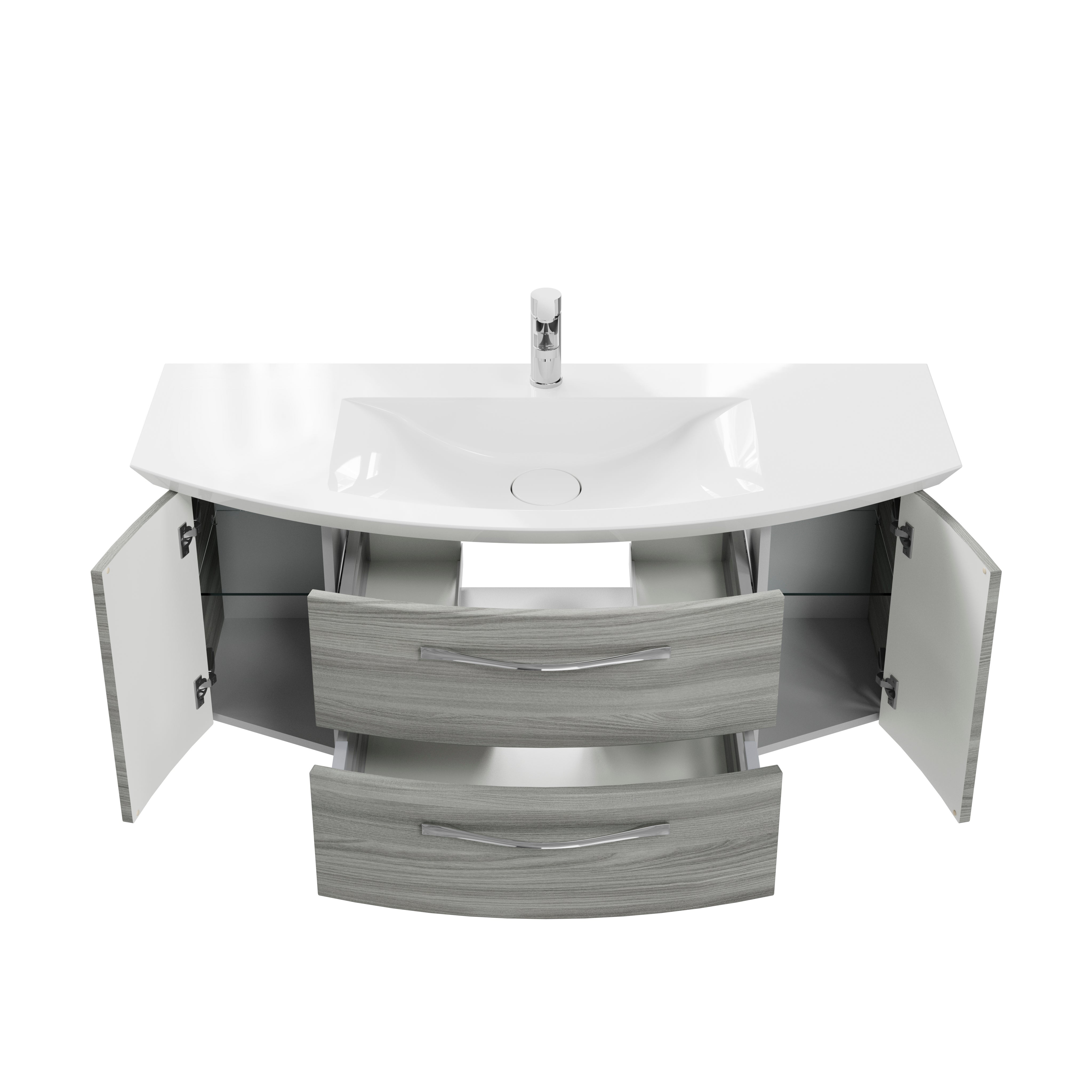 Mobile da bagno sospeso sotto lavabo L 119 x H 48 x P 46.2 cm grigio, 2 cassetti 2 ante PELIPAL Cassca - 6