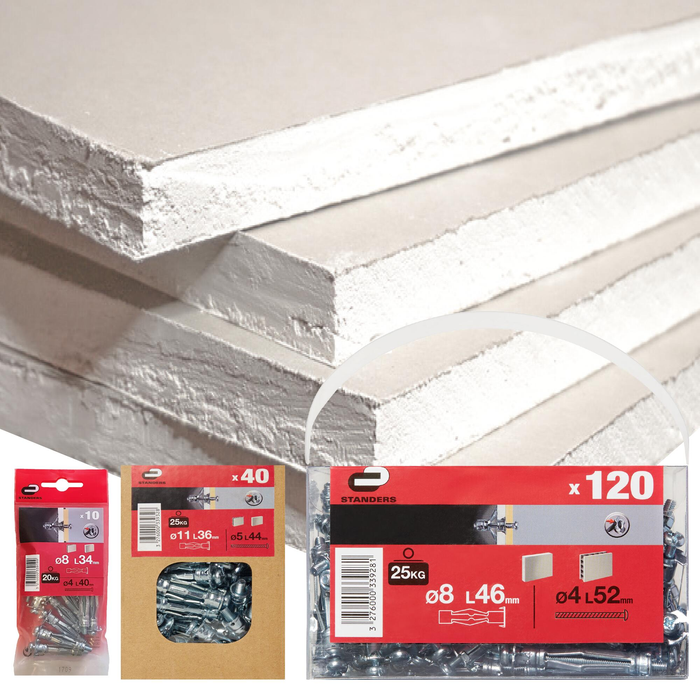 Différents conditionnements disponibles pour les cheville plaque de platre