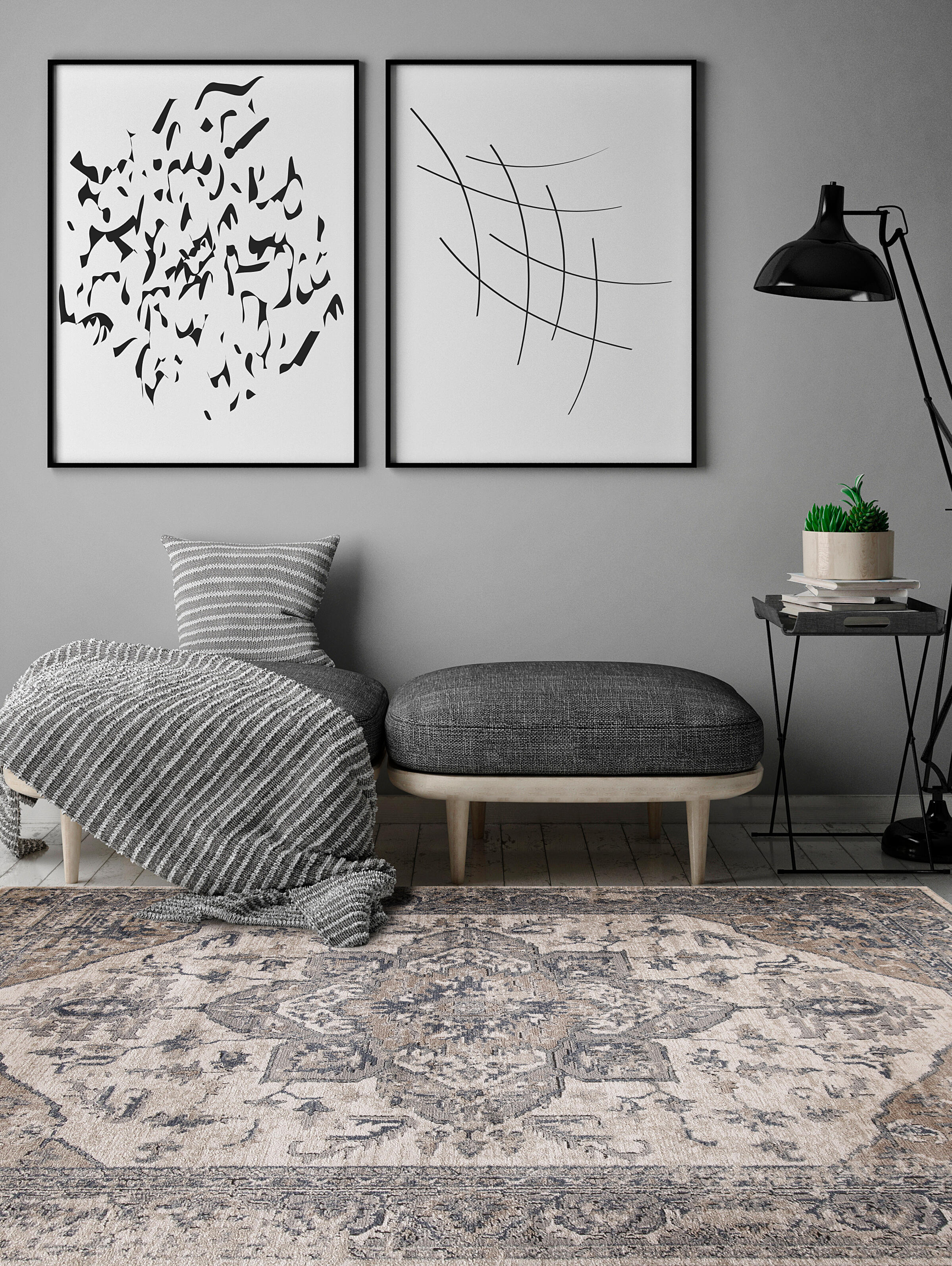 Tappeto Ohio B orientale crema e beige chiaro, L 290 x L 200 cm - 2