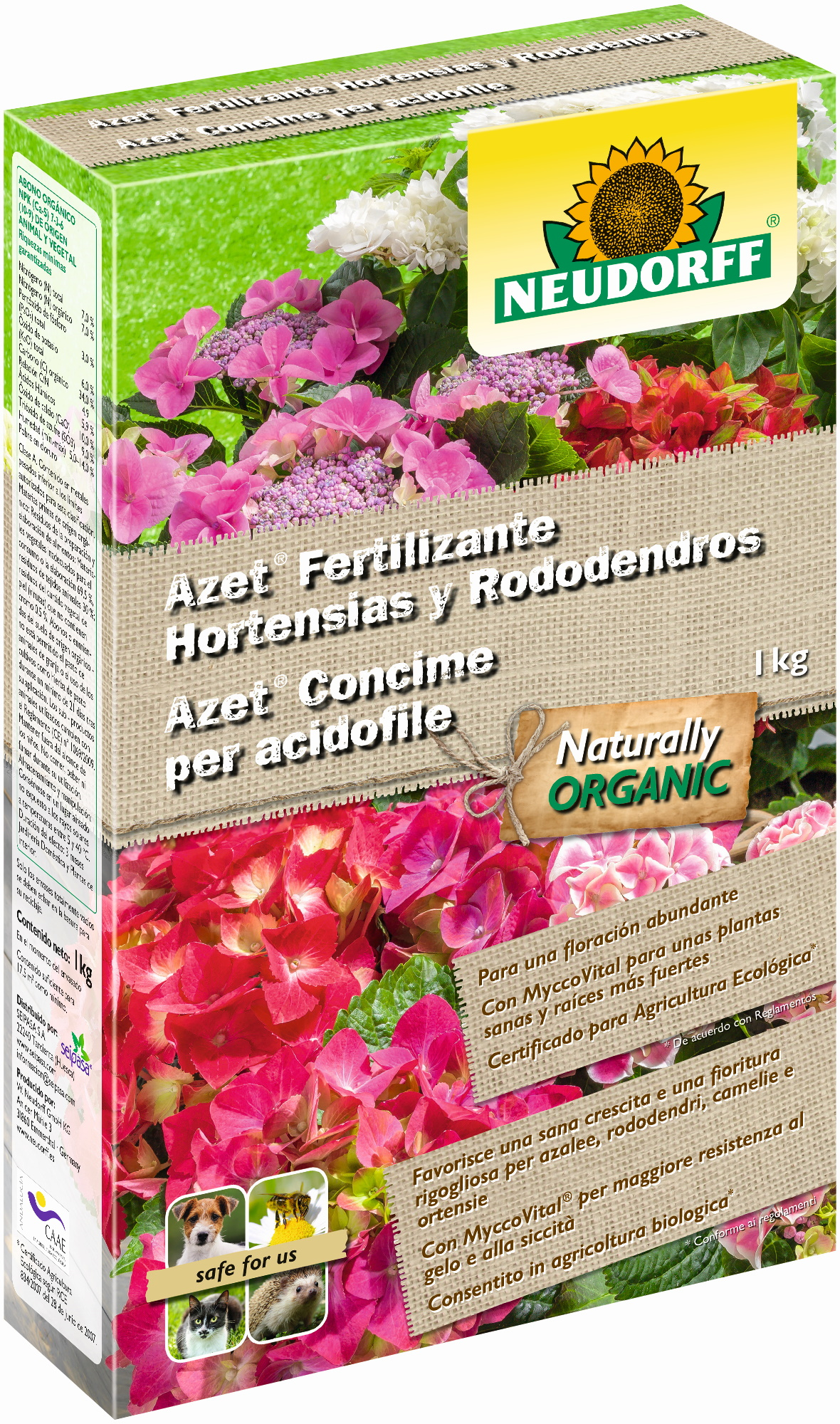 Abono granulado neudorff para hortensias 1 kg uso ecológico