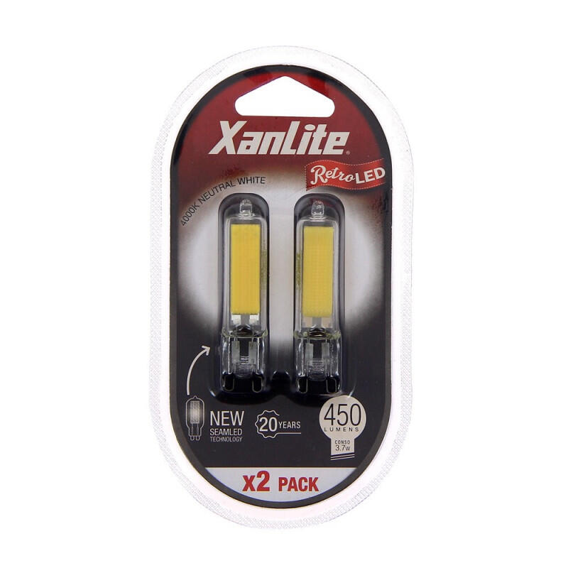 Set da 2 lampadine LED, G9 capsula, trasparente, luce naturale, 3.7W= 400 LM 250°, XANLITE - 6