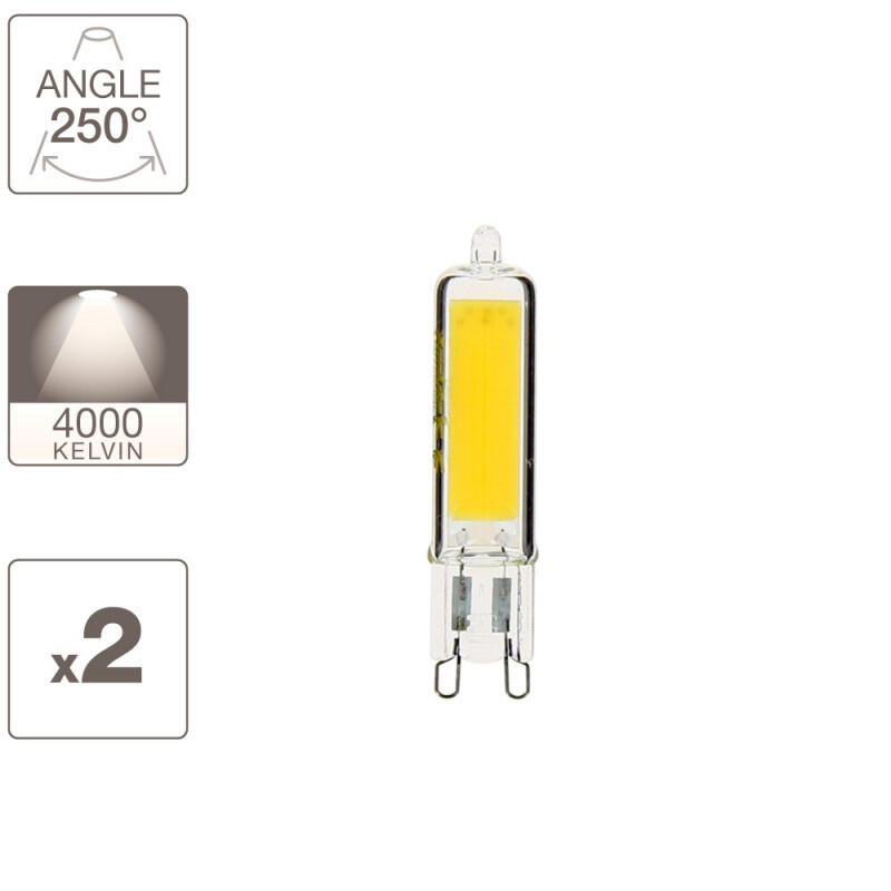 Set da 2 lampadine LED, G9 capsula, trasparente, luce naturale, 3.7W= 400 LM 250°, XANLITE - 5