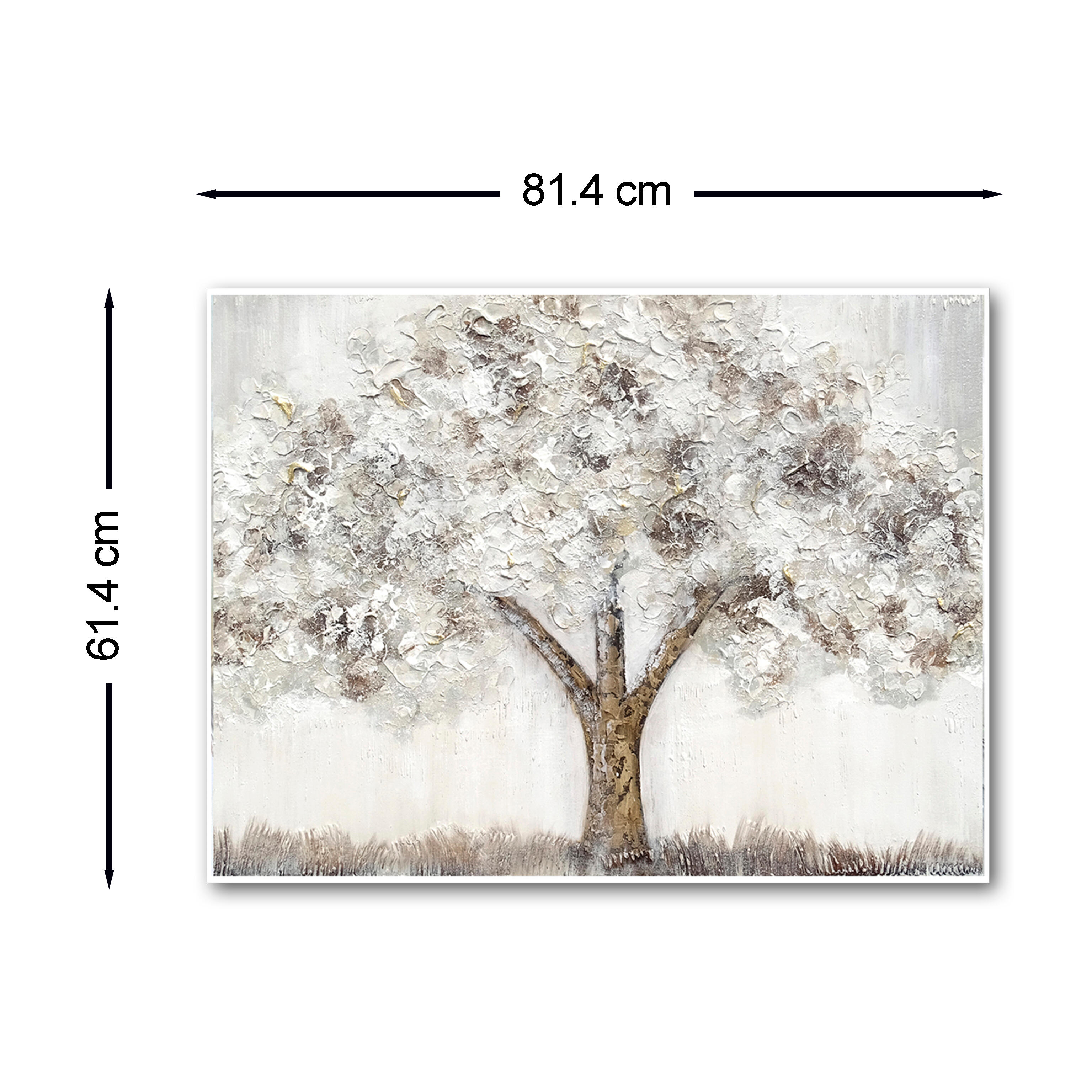 Pintura sin marco Naturaleza rectangular de 82 x 62 cm. Loneta Original Blanco árbol multicolor - 3
