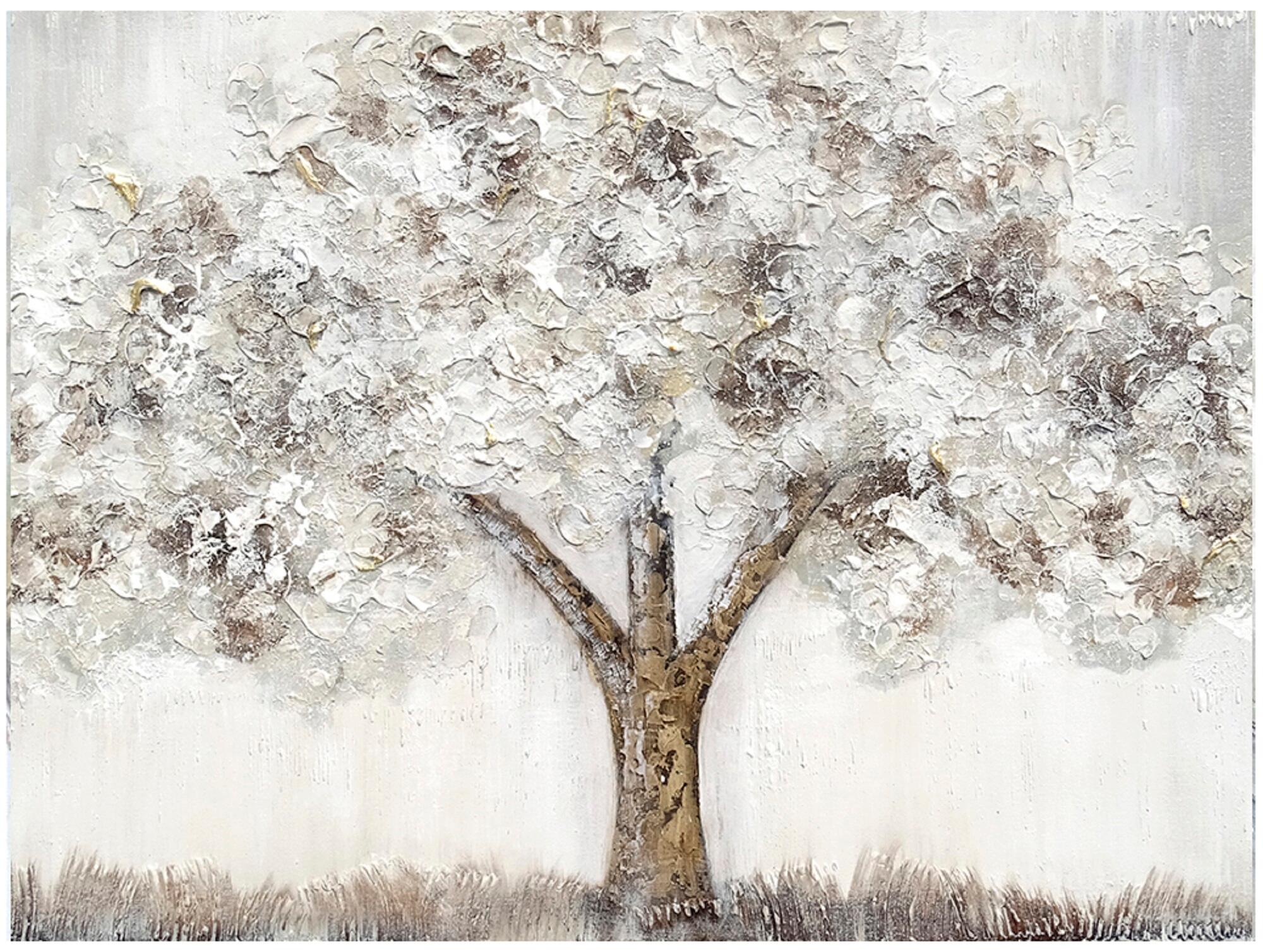 Pintura sin marco Naturaleza rectangular de 82 x 62 cm. Loneta Original Blanco árbol multicolor - 2