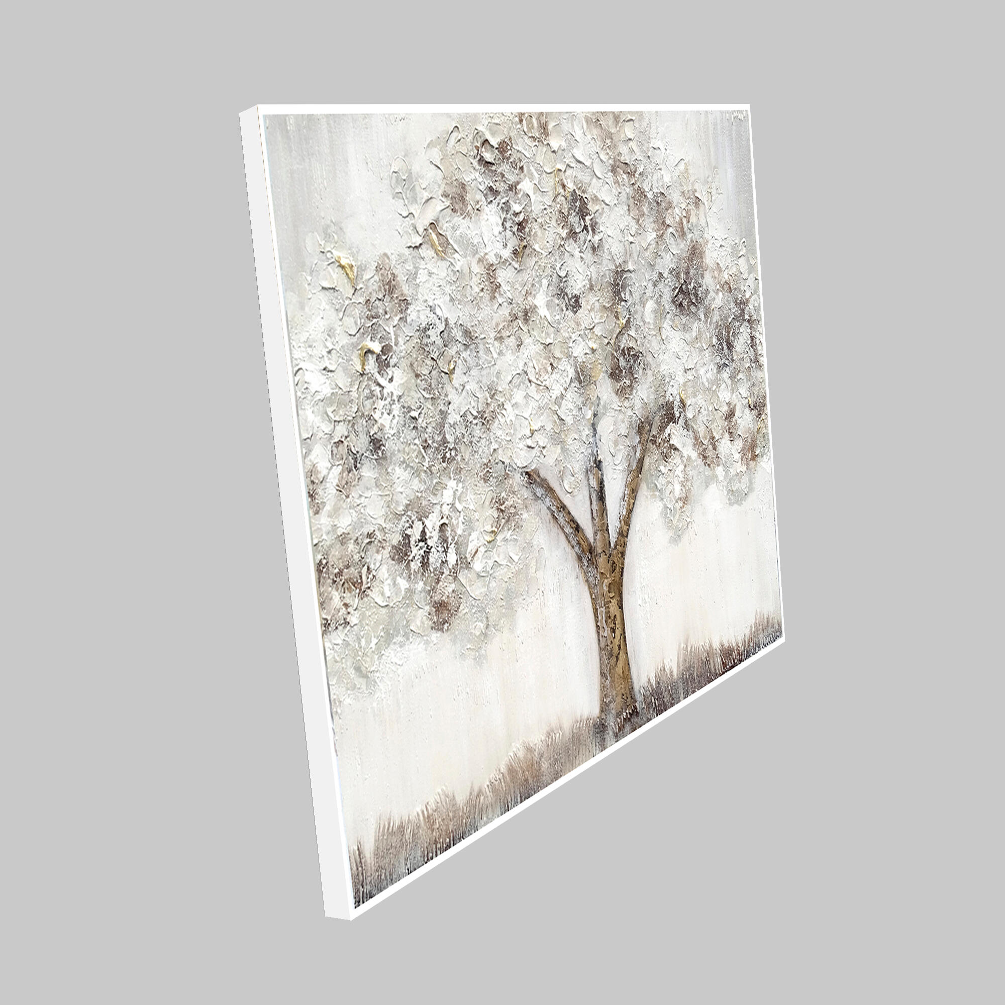 Pintura sin marco Naturaleza rectangular de 82 x 62 cm. Loneta Original Blanco árbol multicolor - 4
