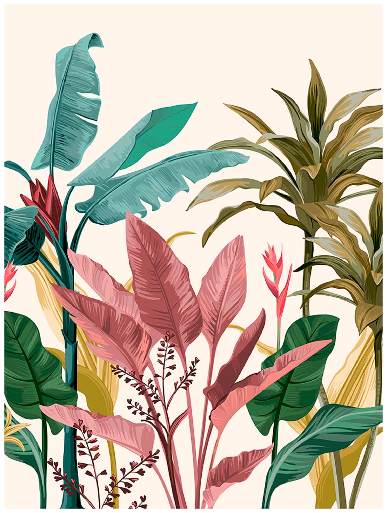 Pintura original cotton blanco hojas color 60x80 cm - 2