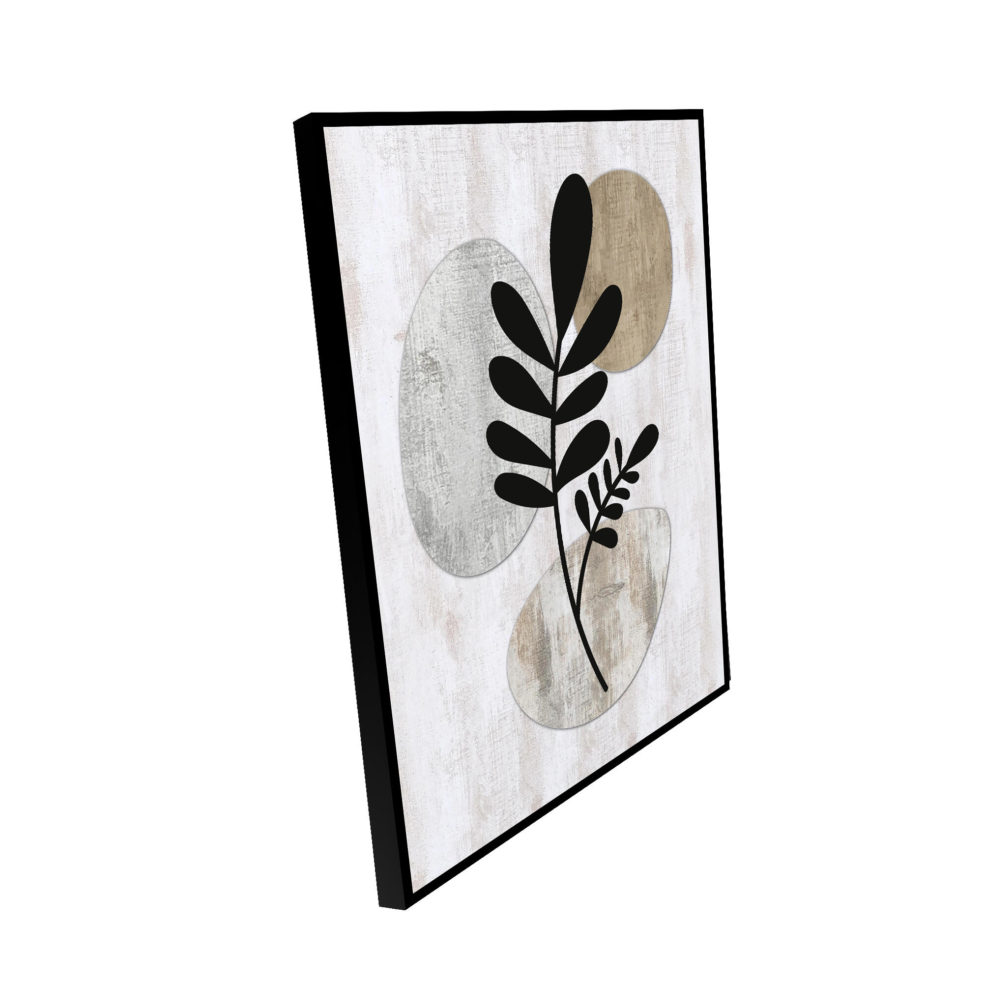 Quadro com moldura Deco Line Folhas redondas 40x50 cm preto - 6