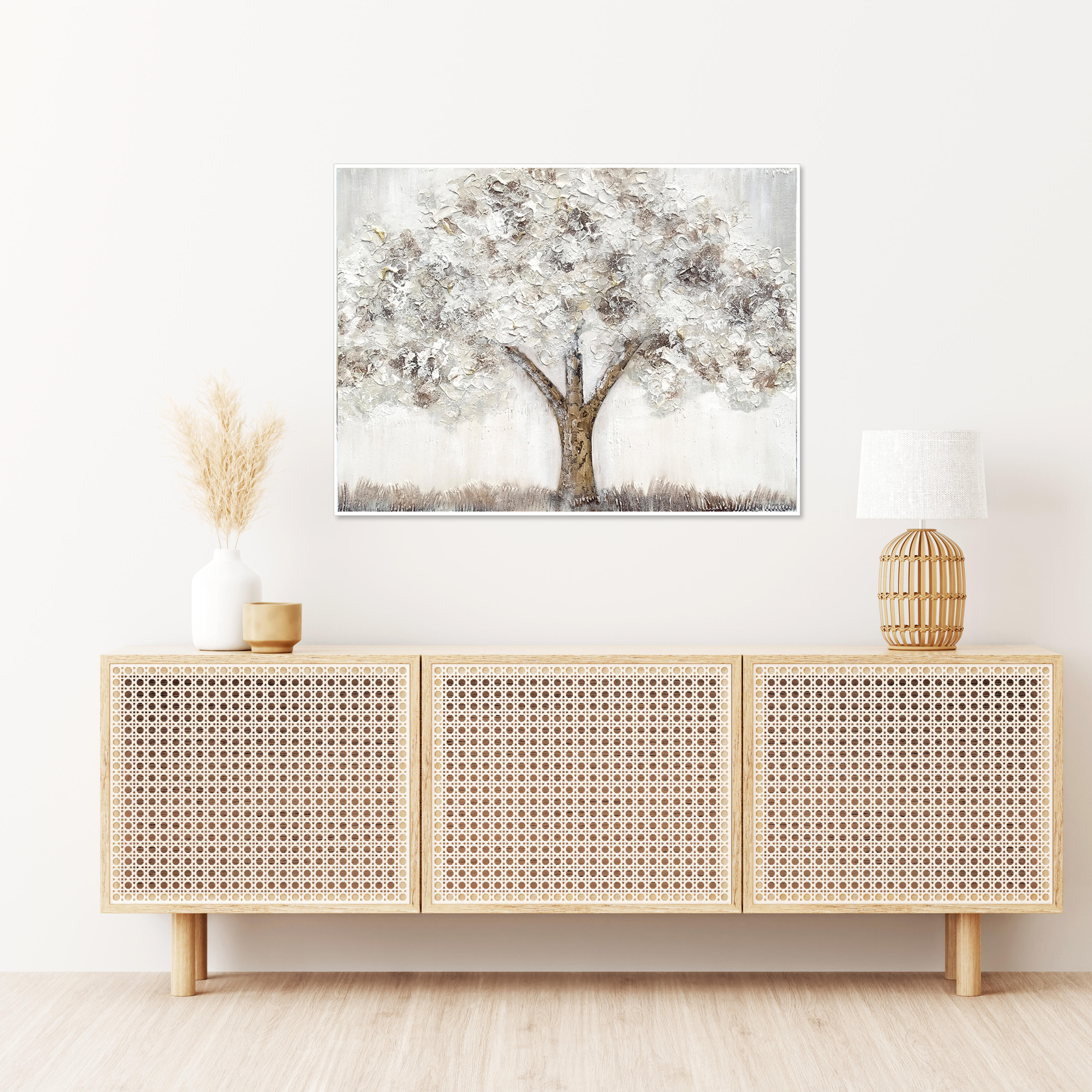 Pintura original cotton blanco árbol bl 60x80 cm