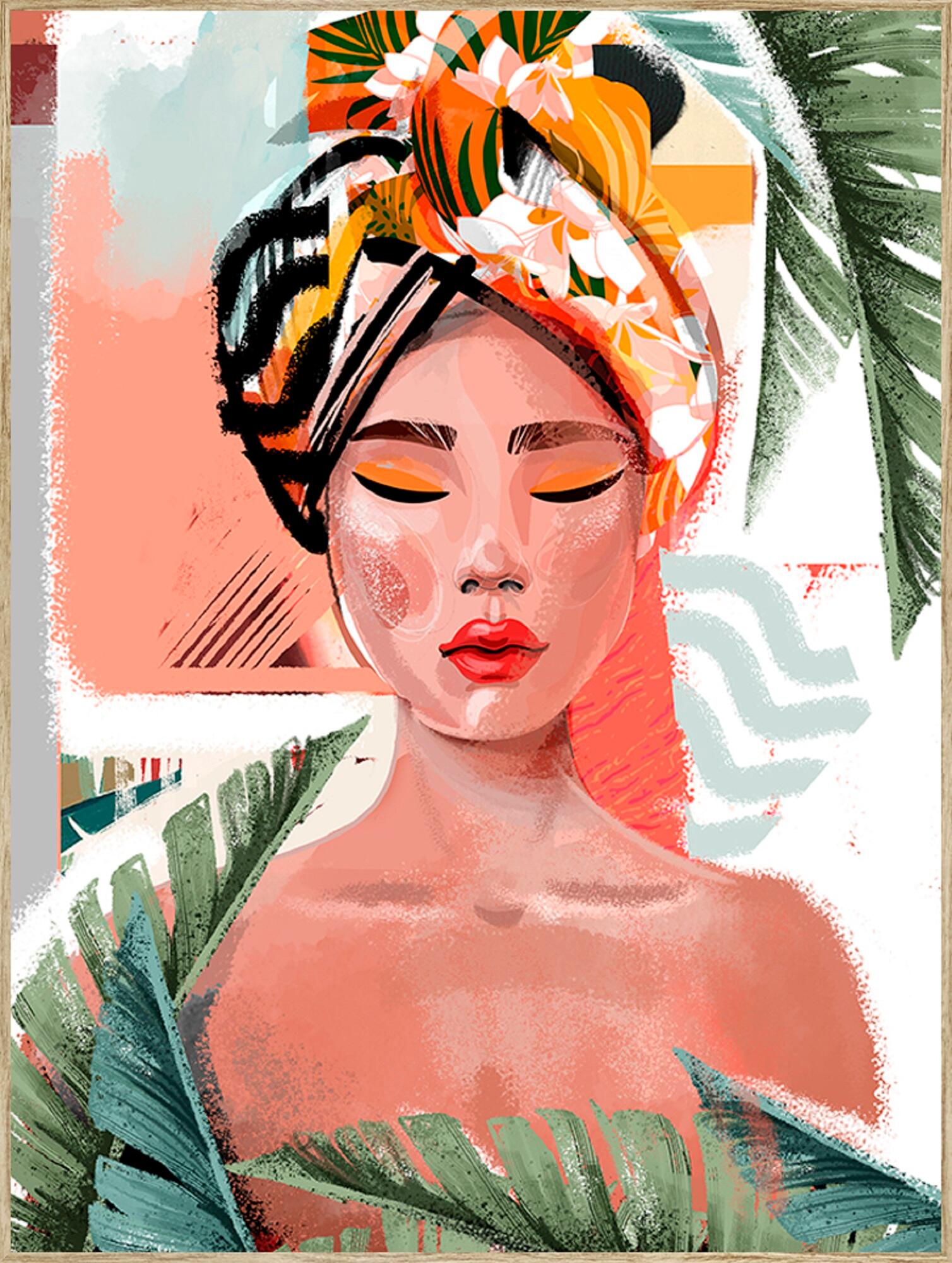 Pintura original cotton haya africanas 60x80cm - 2