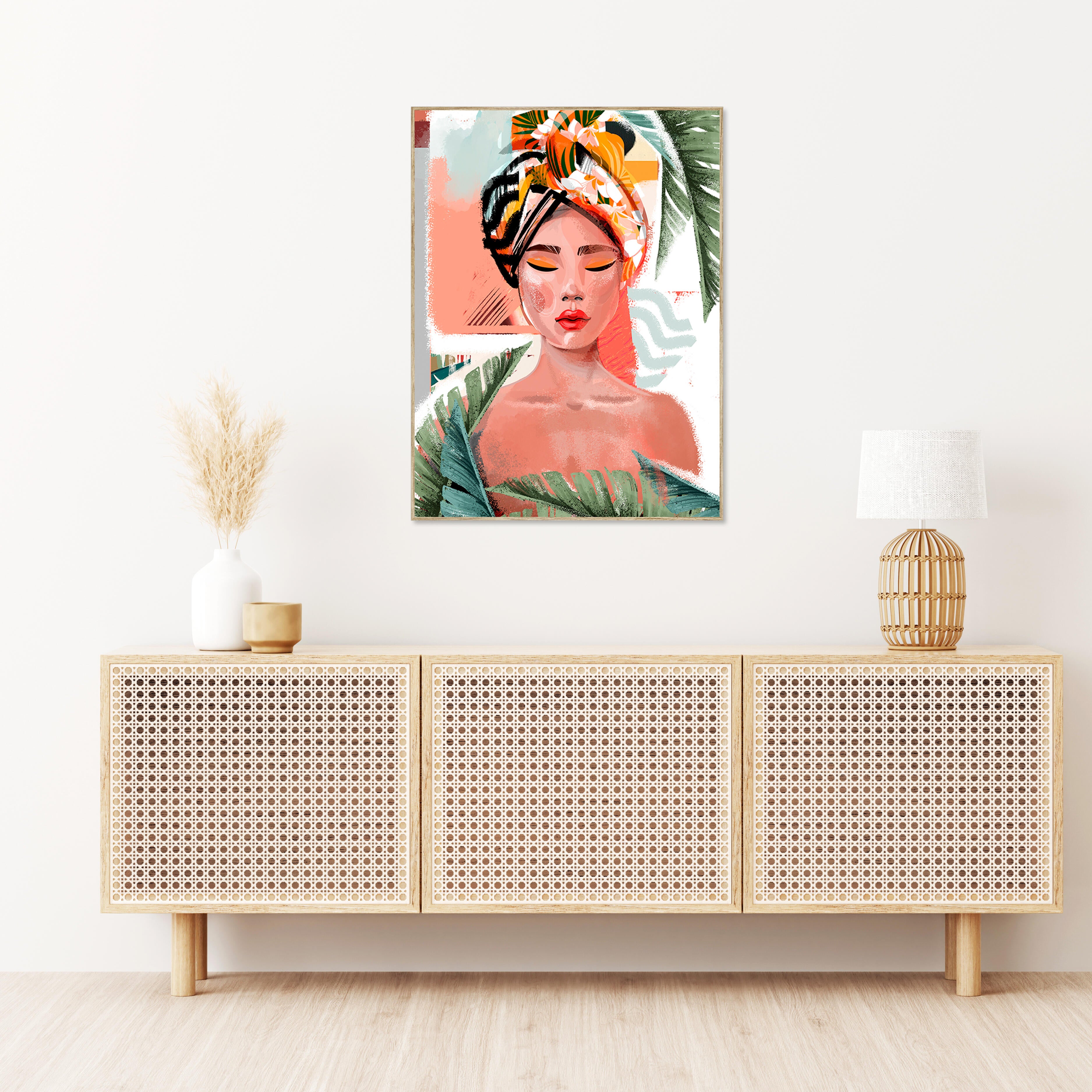 Pintura original cotton haya africanas 60x80cm