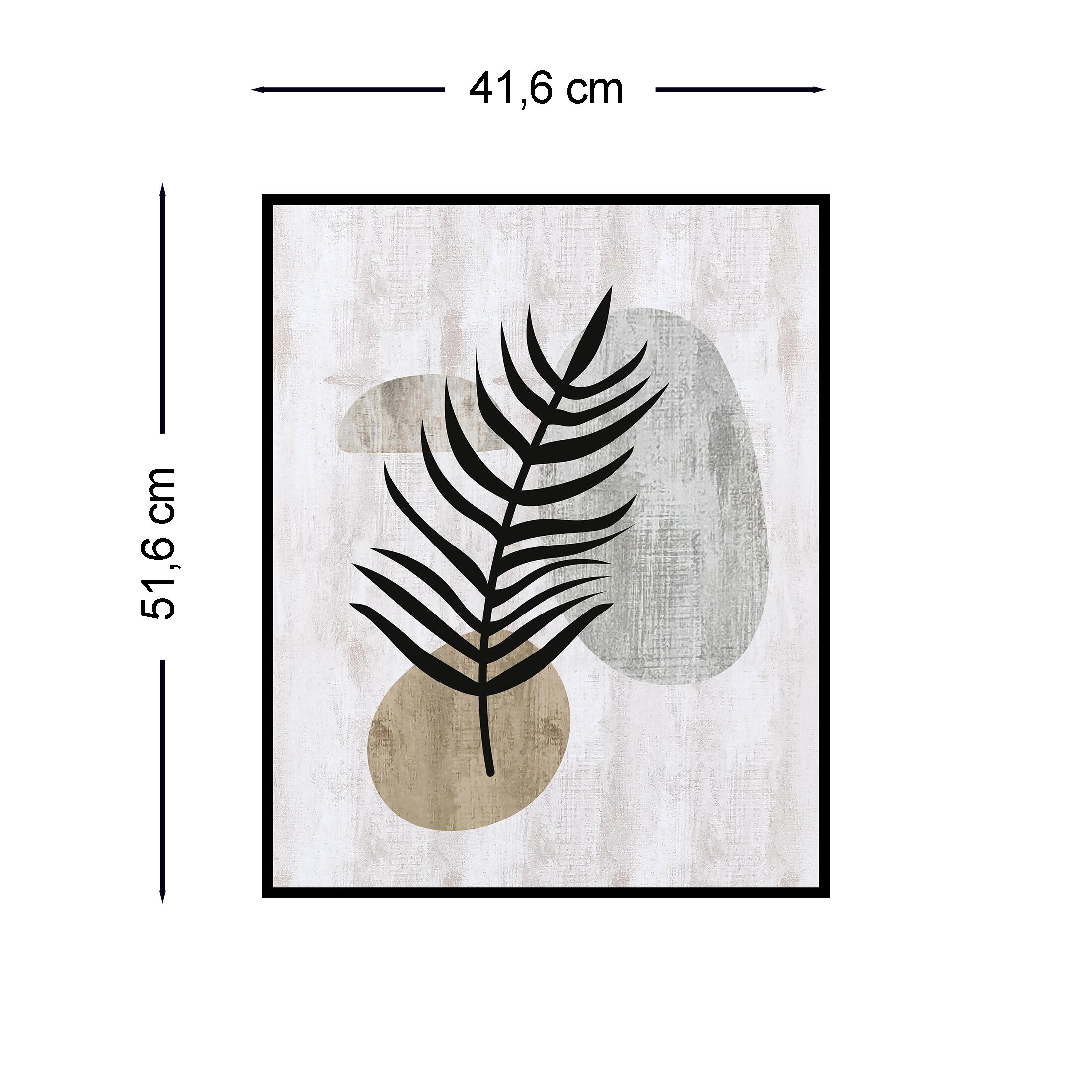 Lienzo Deco line negro hojas alargada 40x50 cm - 3