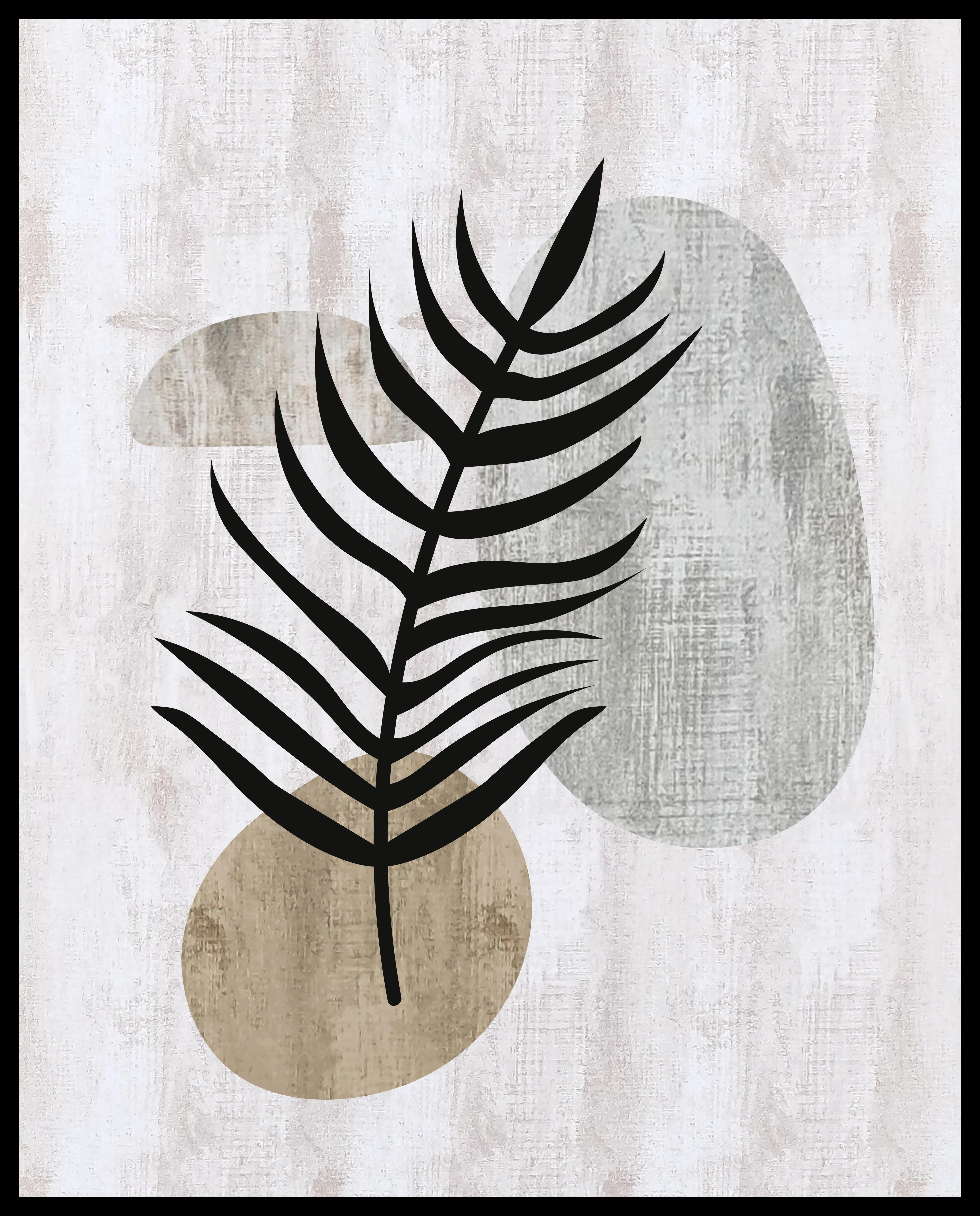 Lienzo Deco line negro hojas alargada 40x50 cm - 2