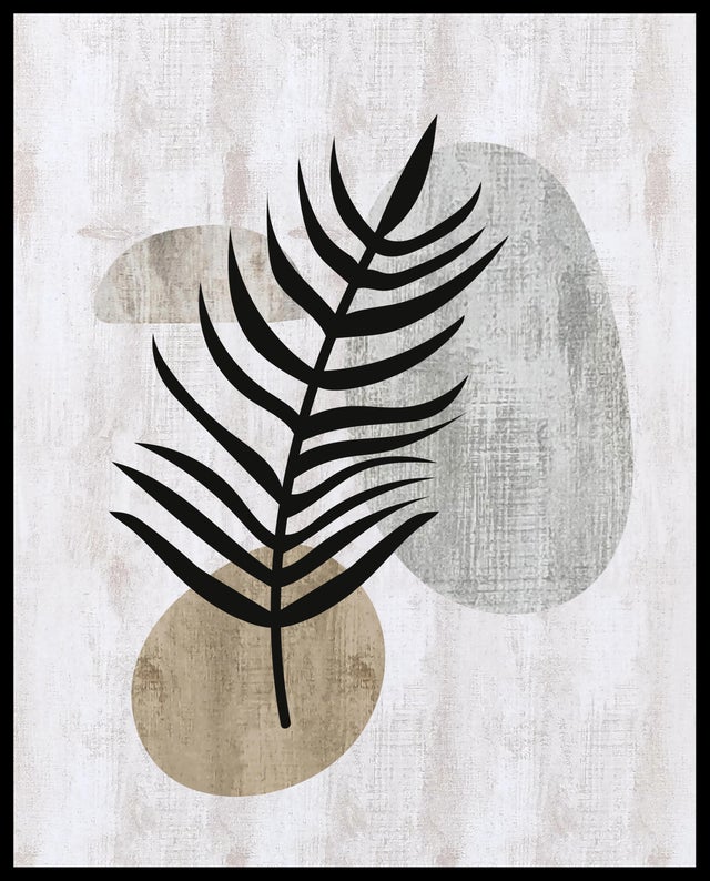 Quadro com moldura Deco Line Folhas alongadas 40x50 cm preto