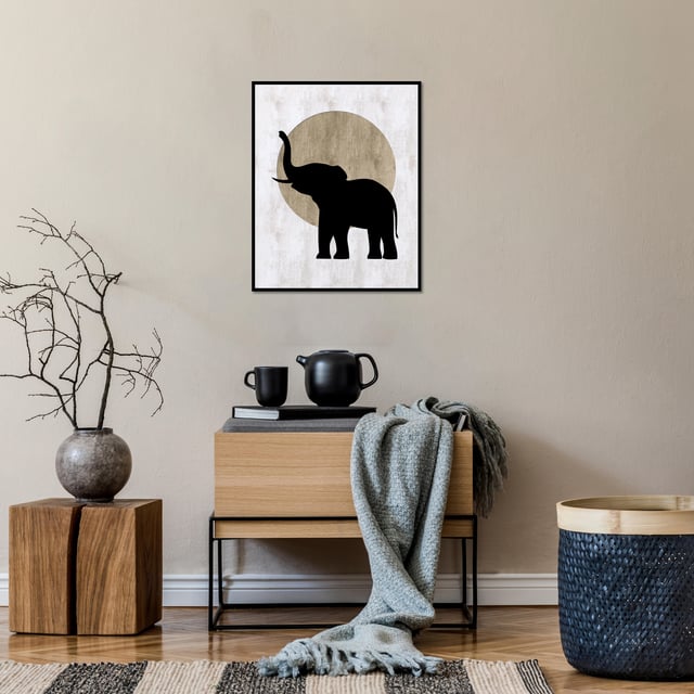 Lienzo Deco line negro elefante negro 40x50 cm
