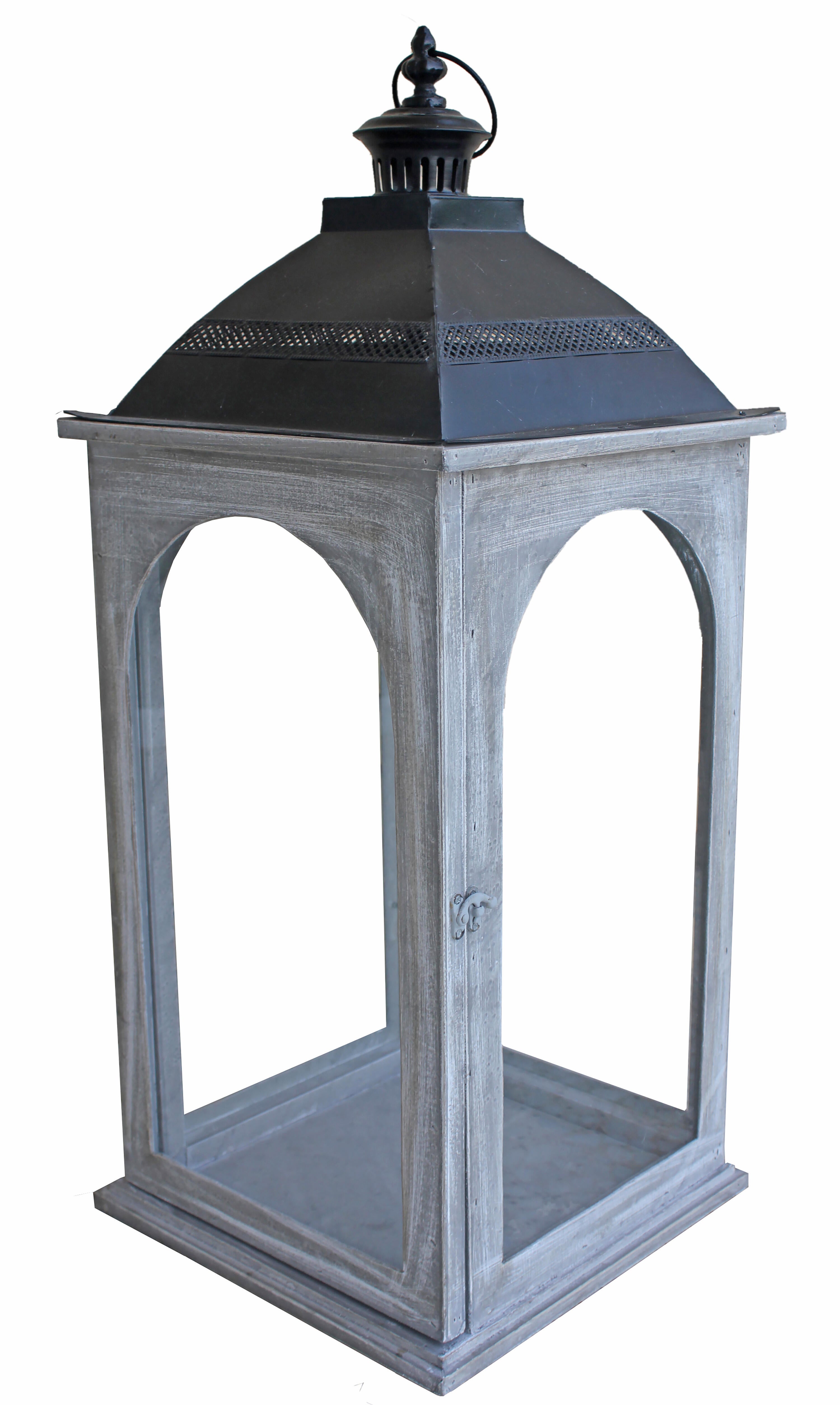 Farolillo para jardín blanco de madera 33x80 cm