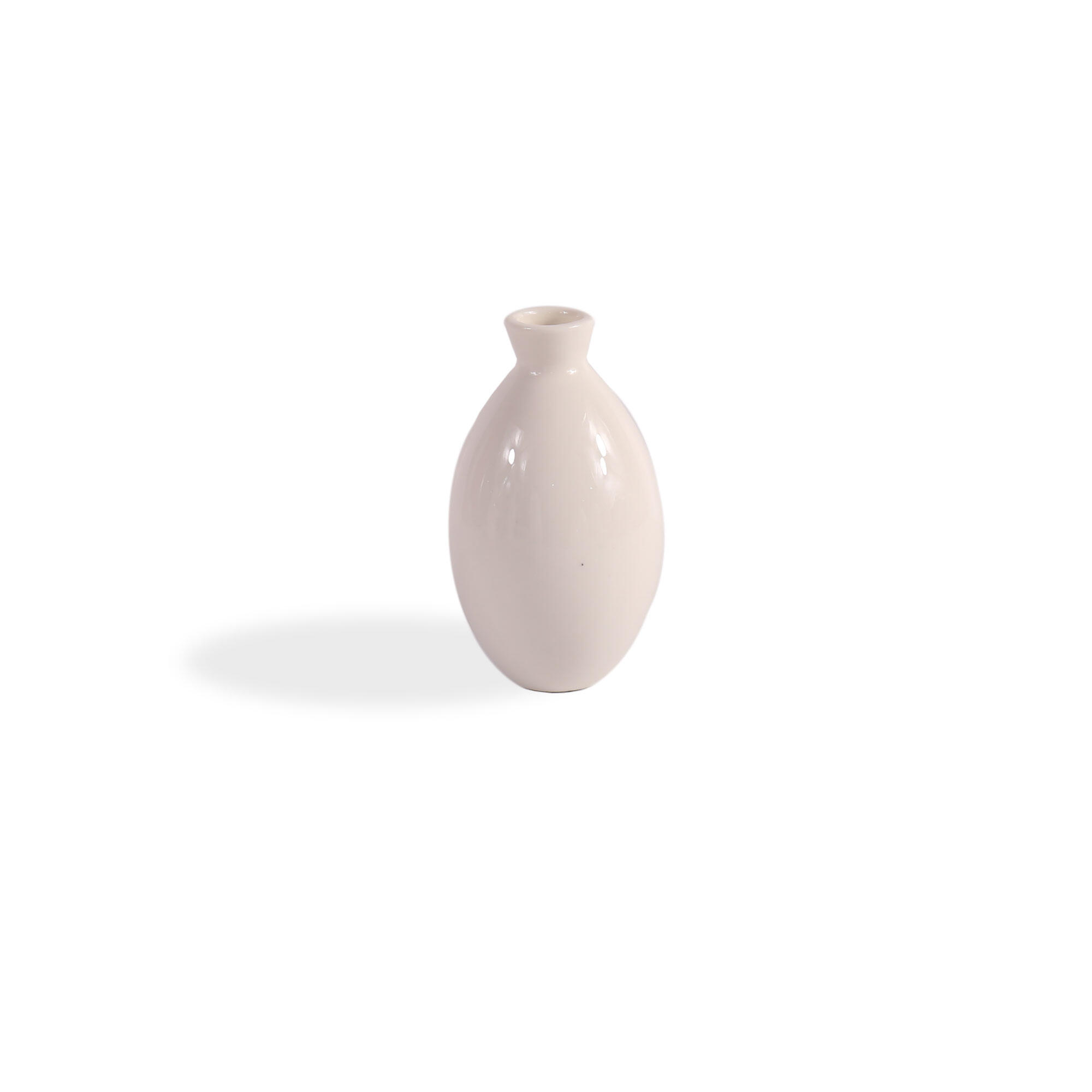 Jarrón de cerámico ovalado cuello s blanco 8.5x7.8 cm