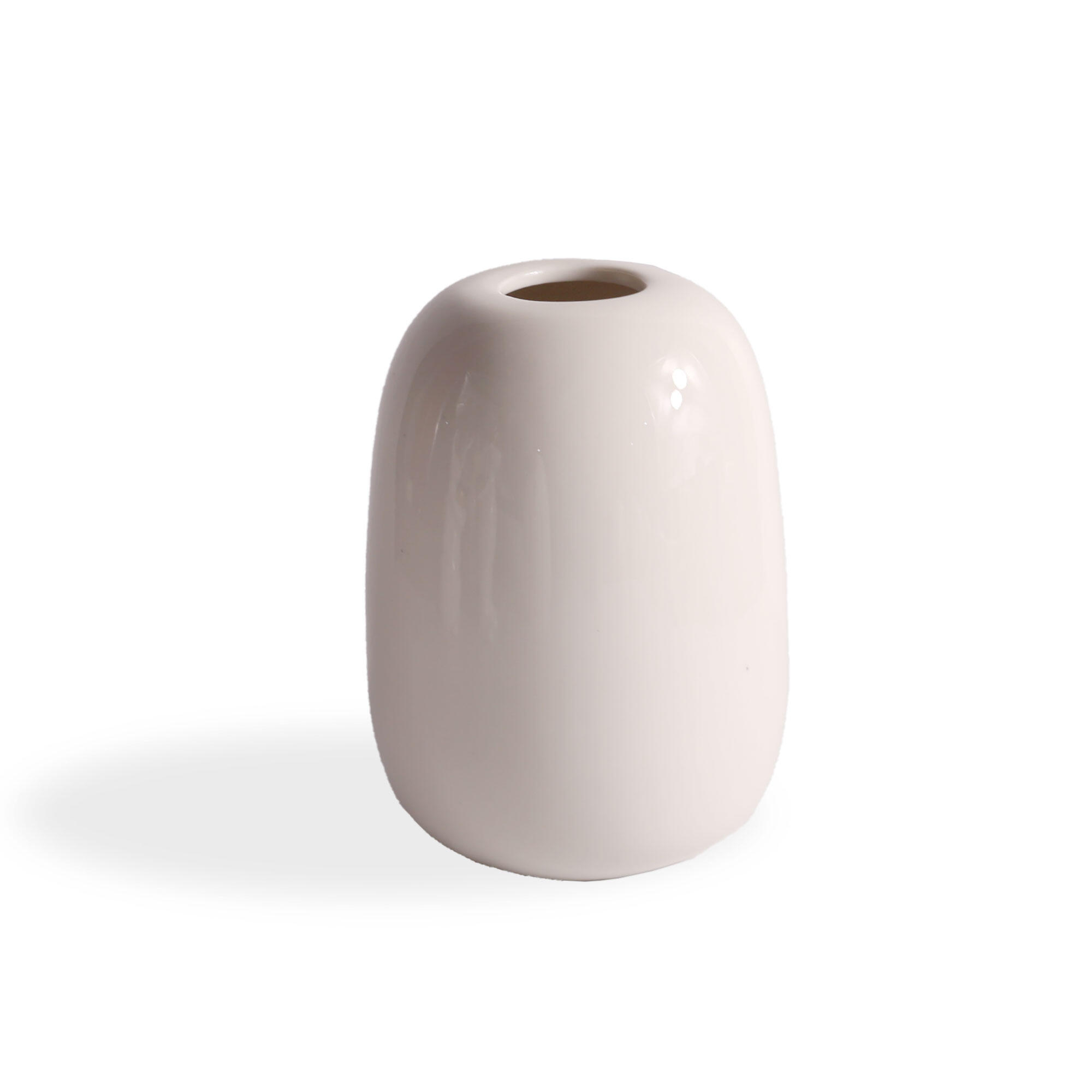 Jarrón de cerámico ovalado m blanco 10.7x14.2 cm