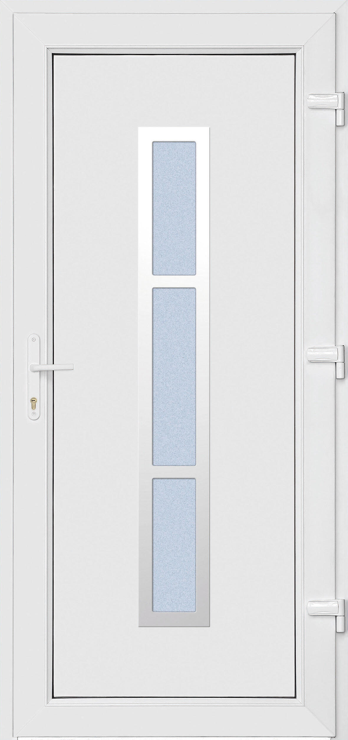 Puerta de entrada serie Basic pvc Alabama diseño rústico color blanco apertura izquierda 208x98cm - 12