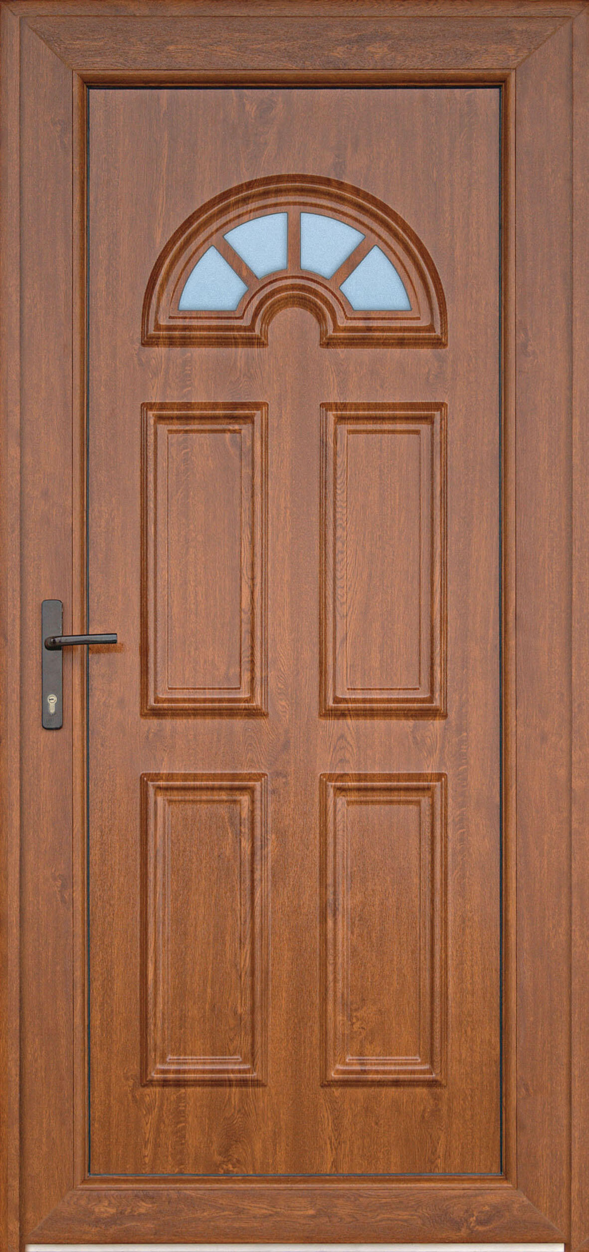 Puerta de entrada serie Basic pvc Ibiza diseño rústico color roble oscuro apertura derecha 208x98cm - 15