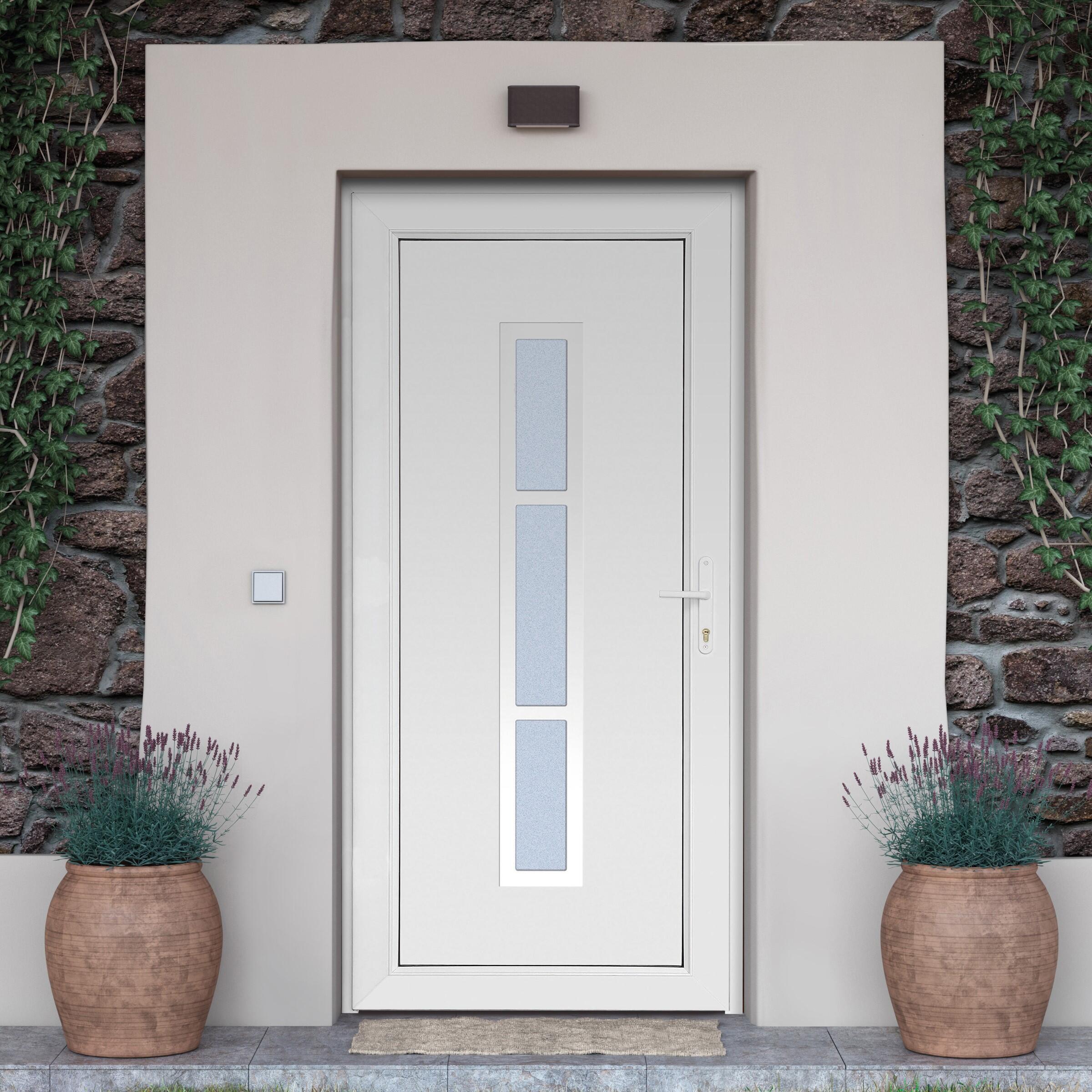 Puerta abatible exterior PVC antracita + termopanel