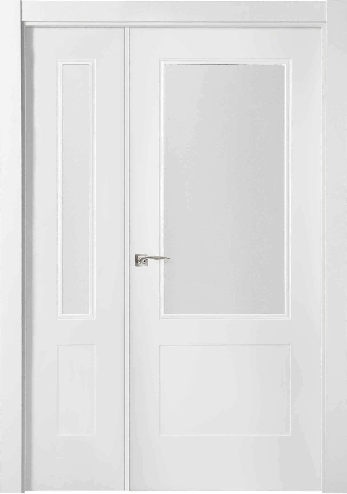 Puerta interior abatible atlanta blanco line plus apertura dcha cristal 9x 105cm