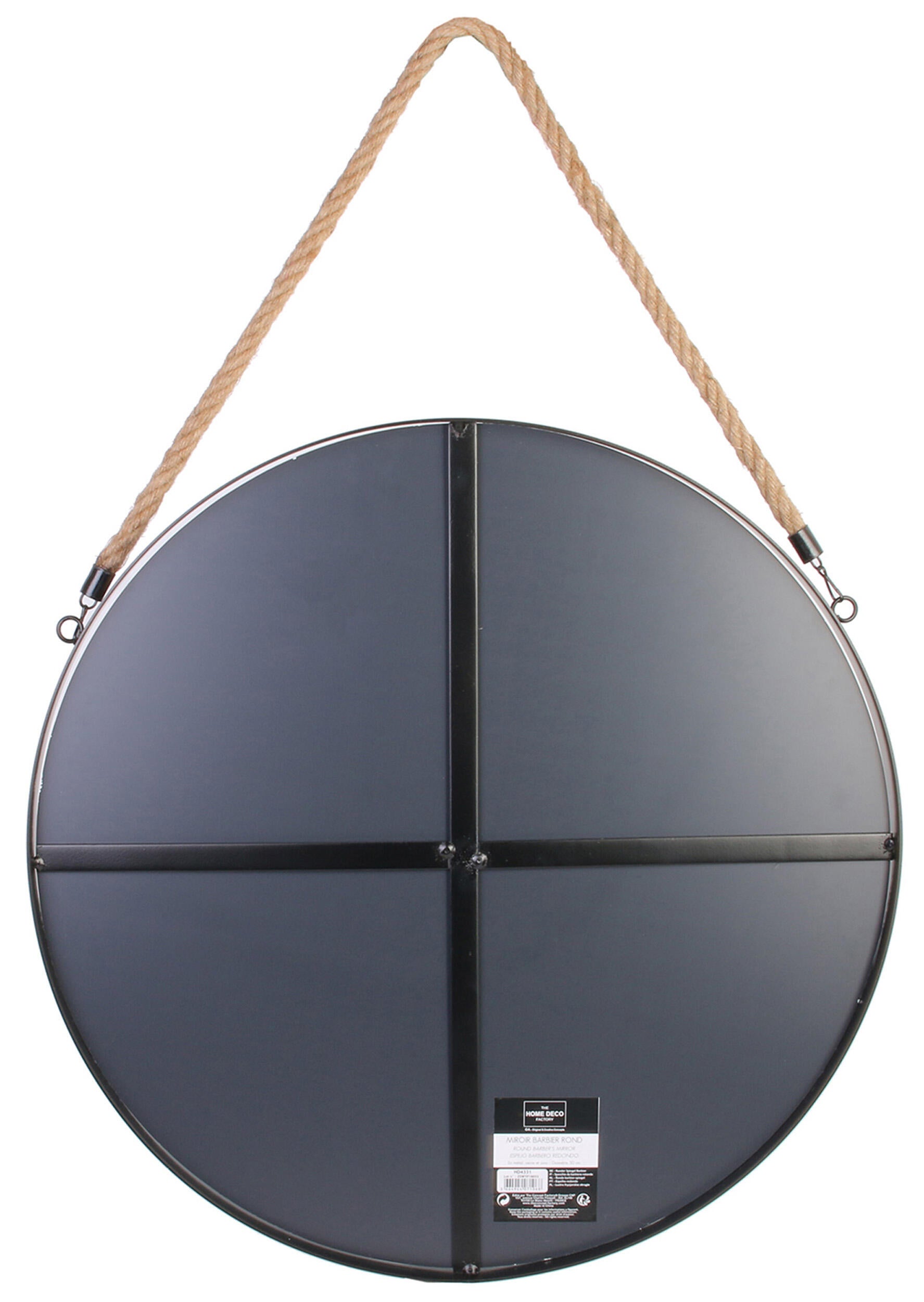Espejo enmarcado de pared redondo metal negro mate de 50x65 cm - 5