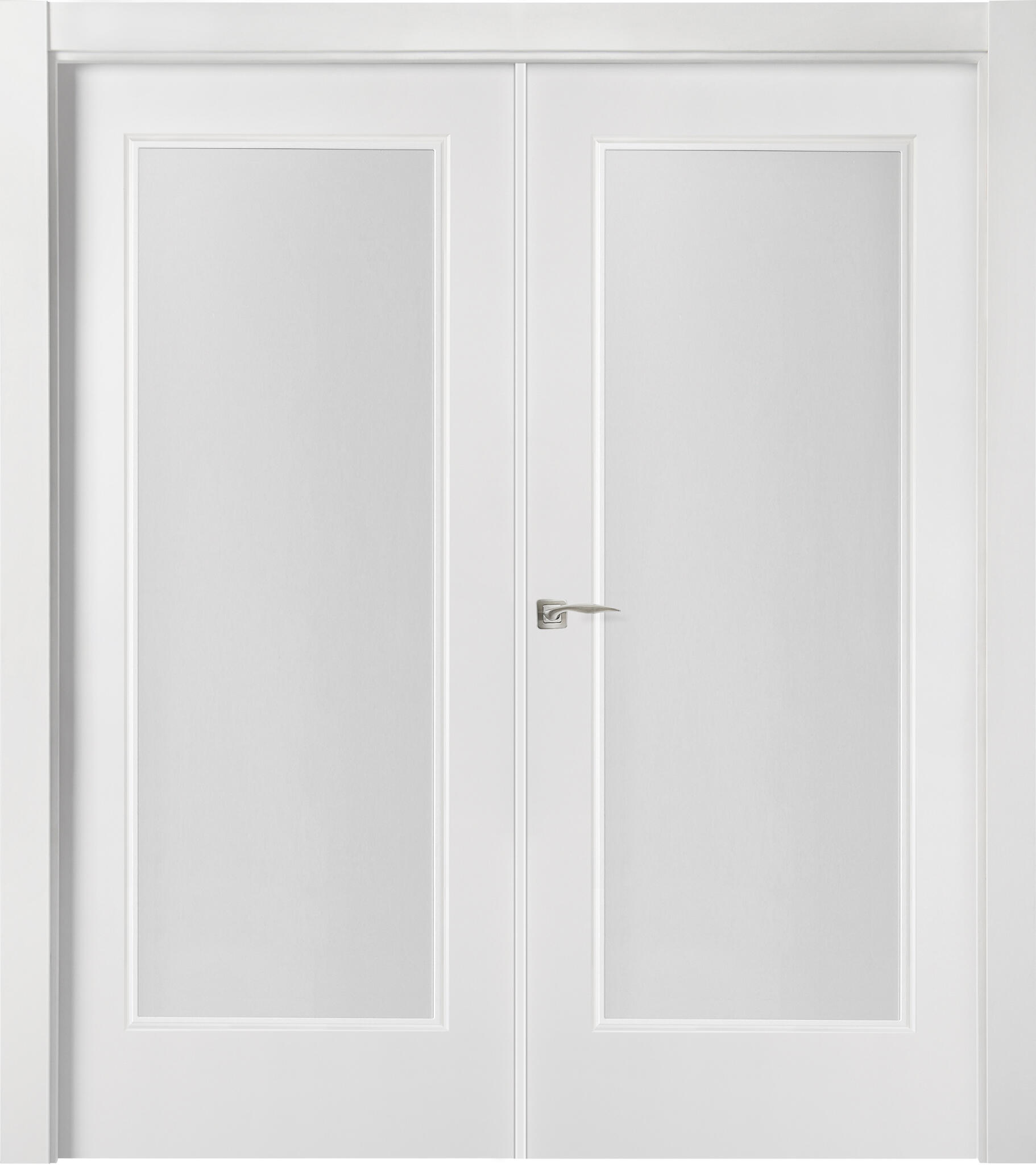 Puerta de interior abatible doble vidriera con fijo con cristal incluido estructura maciza acabado laminado serie line plus tacoma blanco apertura derecha cerco de 90 x 30 anchura 115 cm