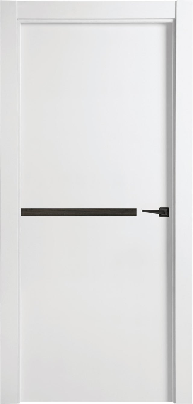 Puerta de interior abatible ciega estructura maciza acabado lacado serie Line Denver Blanco apertura izquierda cerco de 70 x 30 anchura 82.5 cm