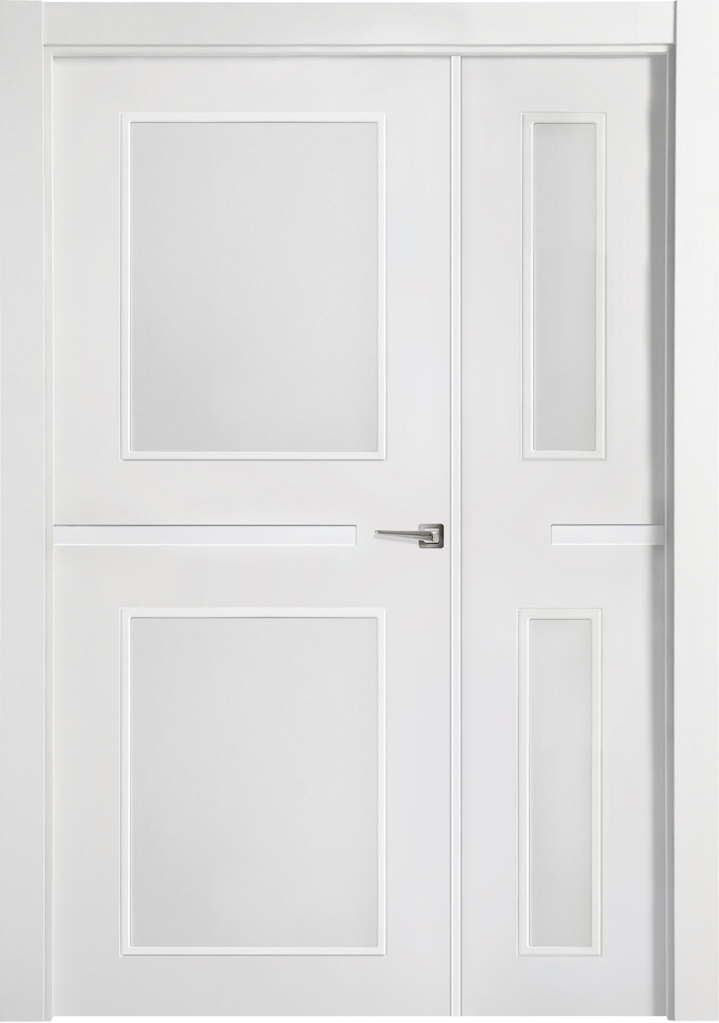 Puerta interior abatible denver bl blanco line apertura izda con cristal 125cm