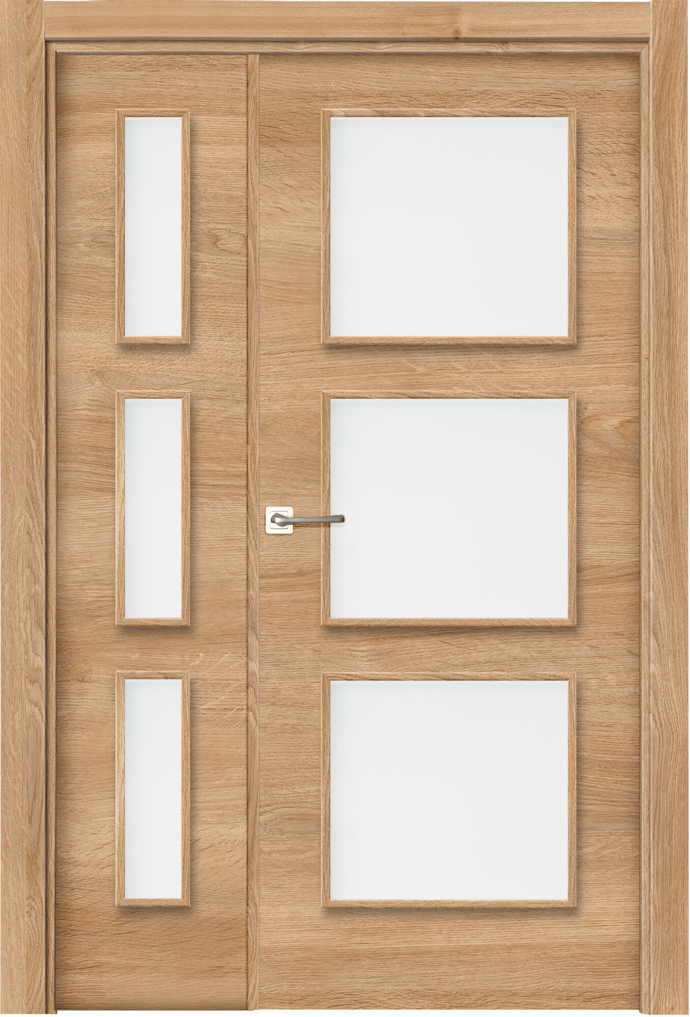 Puerta interior abatible oslo nature roble line apertura dcha cristal 115cm
