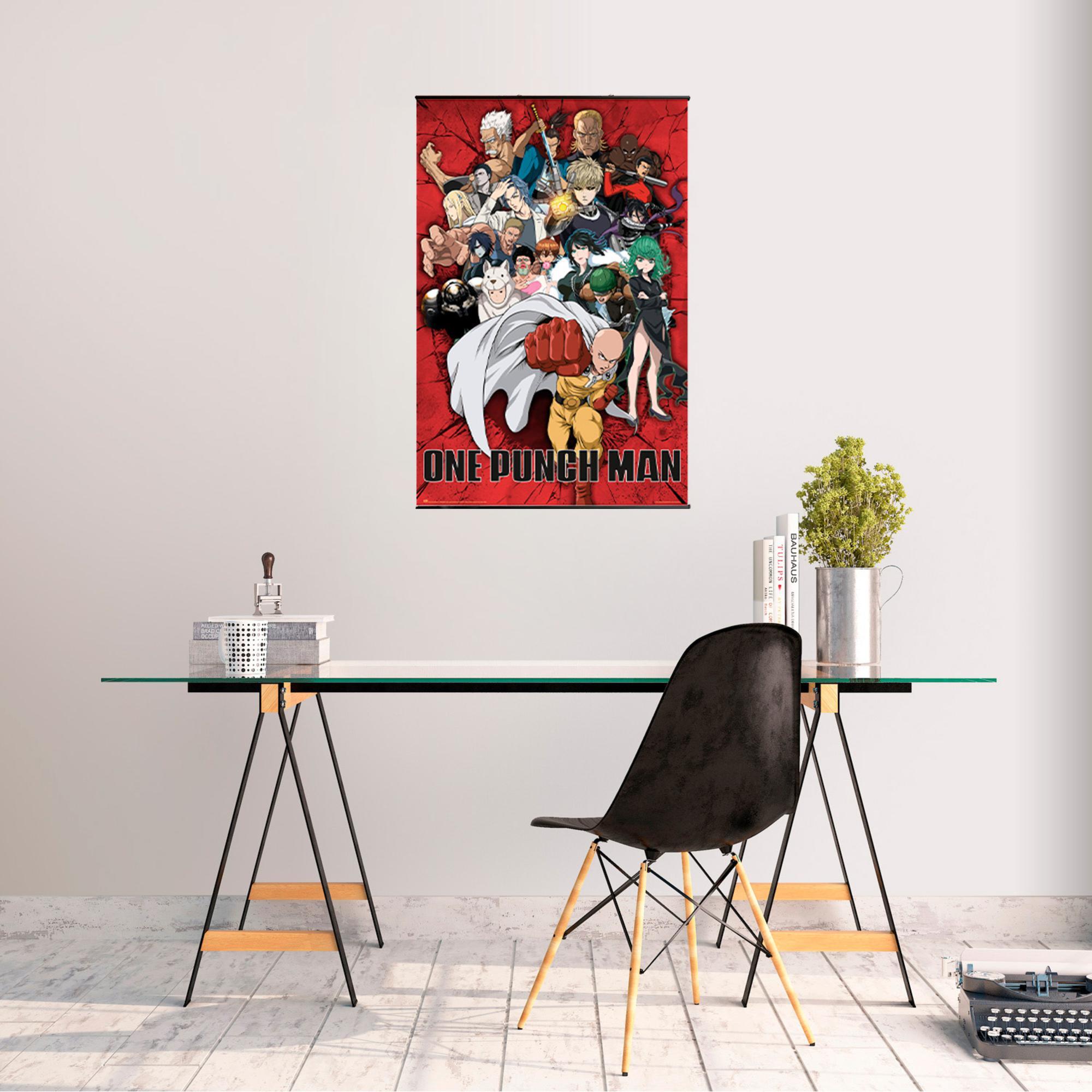 Pack colgador + poster one punch man 91.5 x 61 cm