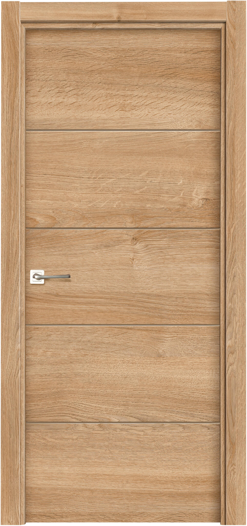 Puerta de interior abatible ciega estructura maciza acabado laminado serie line berna nature roble apertura derecha cerco de 90 x 30 anchura 92.5 cm