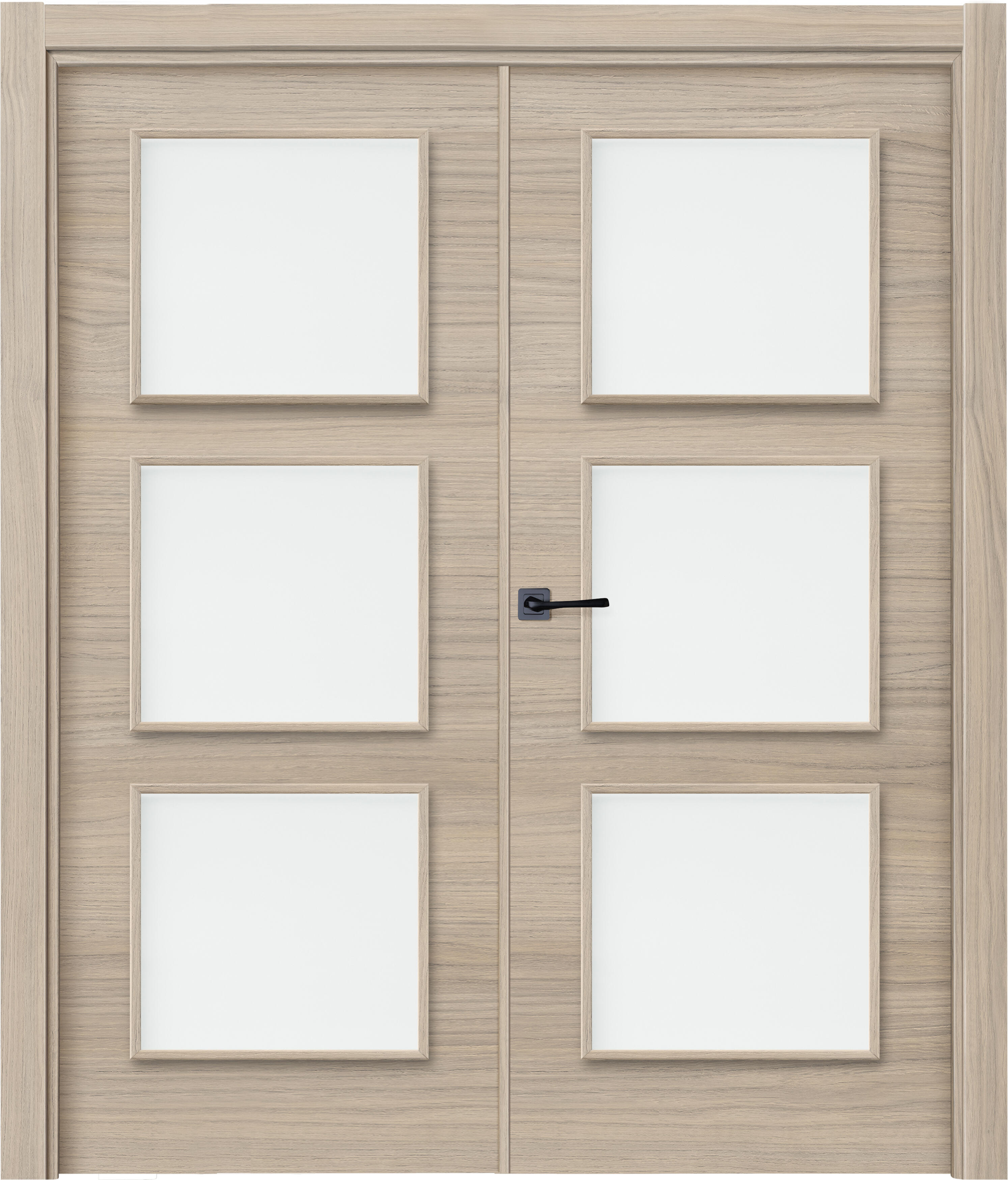 Puerta de interior abatible doble vidriera con cristal incluido estructura maciza acabado laminado serie line oslo loft roble apertura derecha cerco de 70 x 30 anchura 145 cm