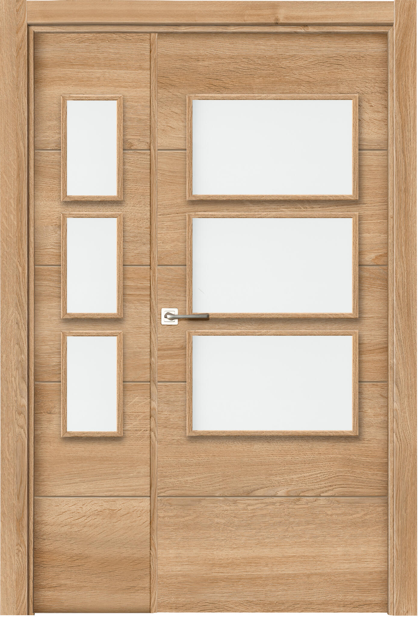Puerta interior abatible berna nature roble line apertura dcha cristal 9x 115cm