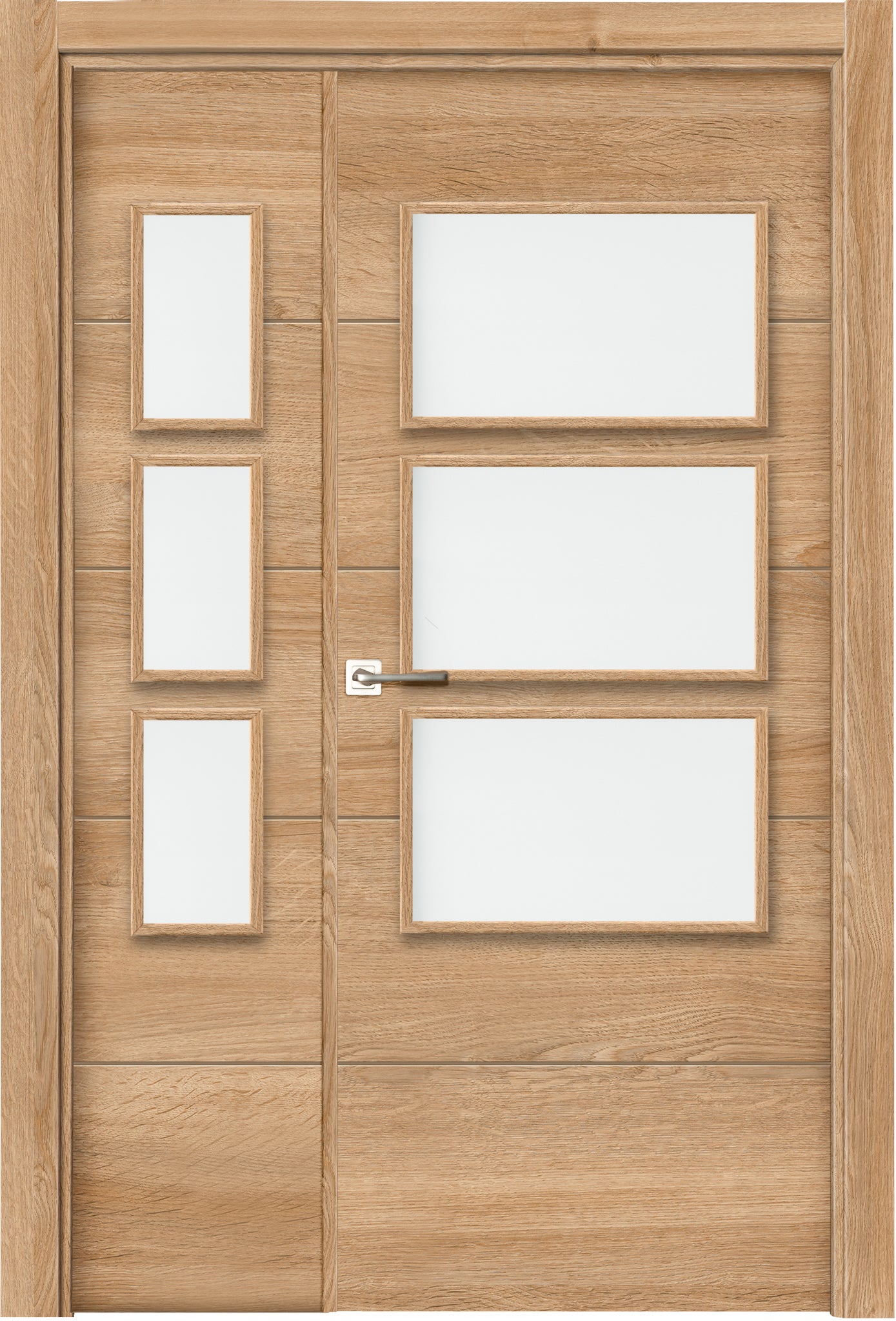 Puerta interior abatible berna nature roble line apertura dcha cristal 11x 115cm