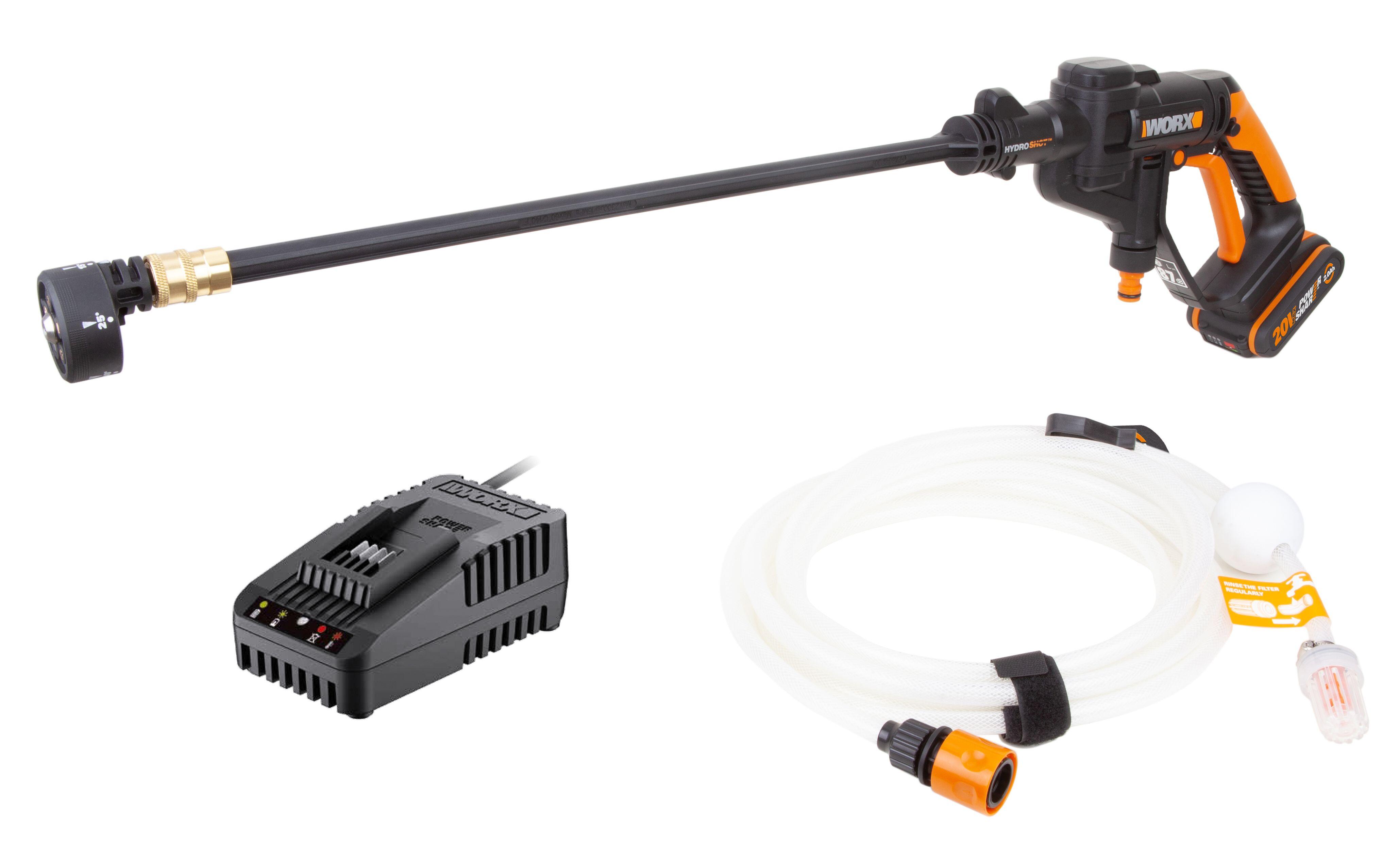 Hidrolimpiadora a batería worx hydroshot 20v c/batería 2 ah presión 24 bares