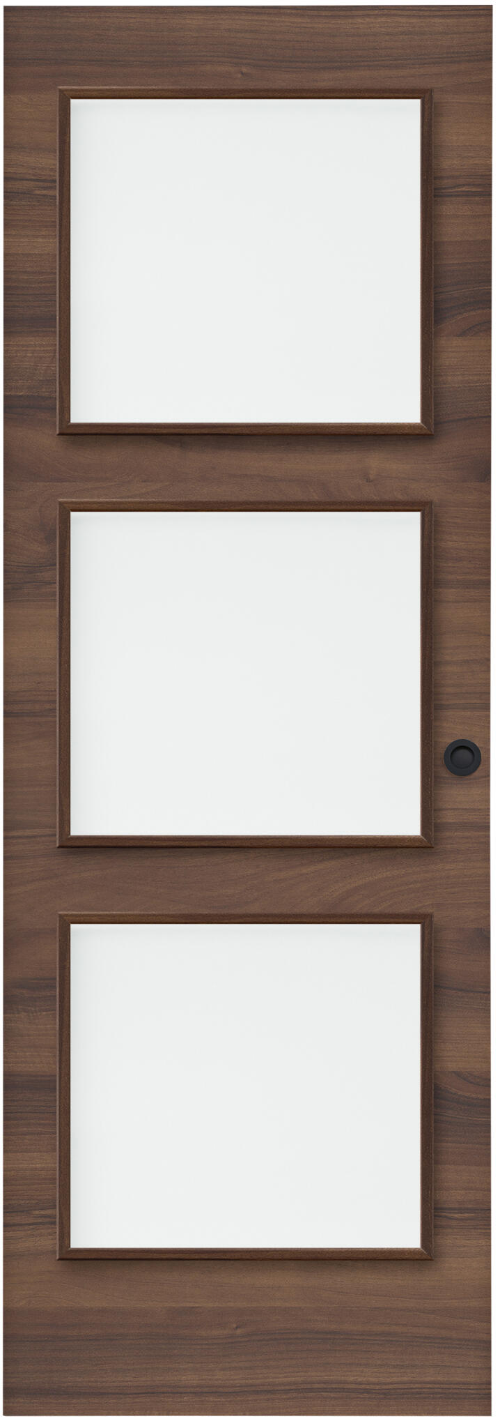 Pack puerta de interior corredera con cristal incluido estructura maciza serie line plus oslo usa nogal acabado laminado con uñero y condena anchura 72,5cm +guia corredera