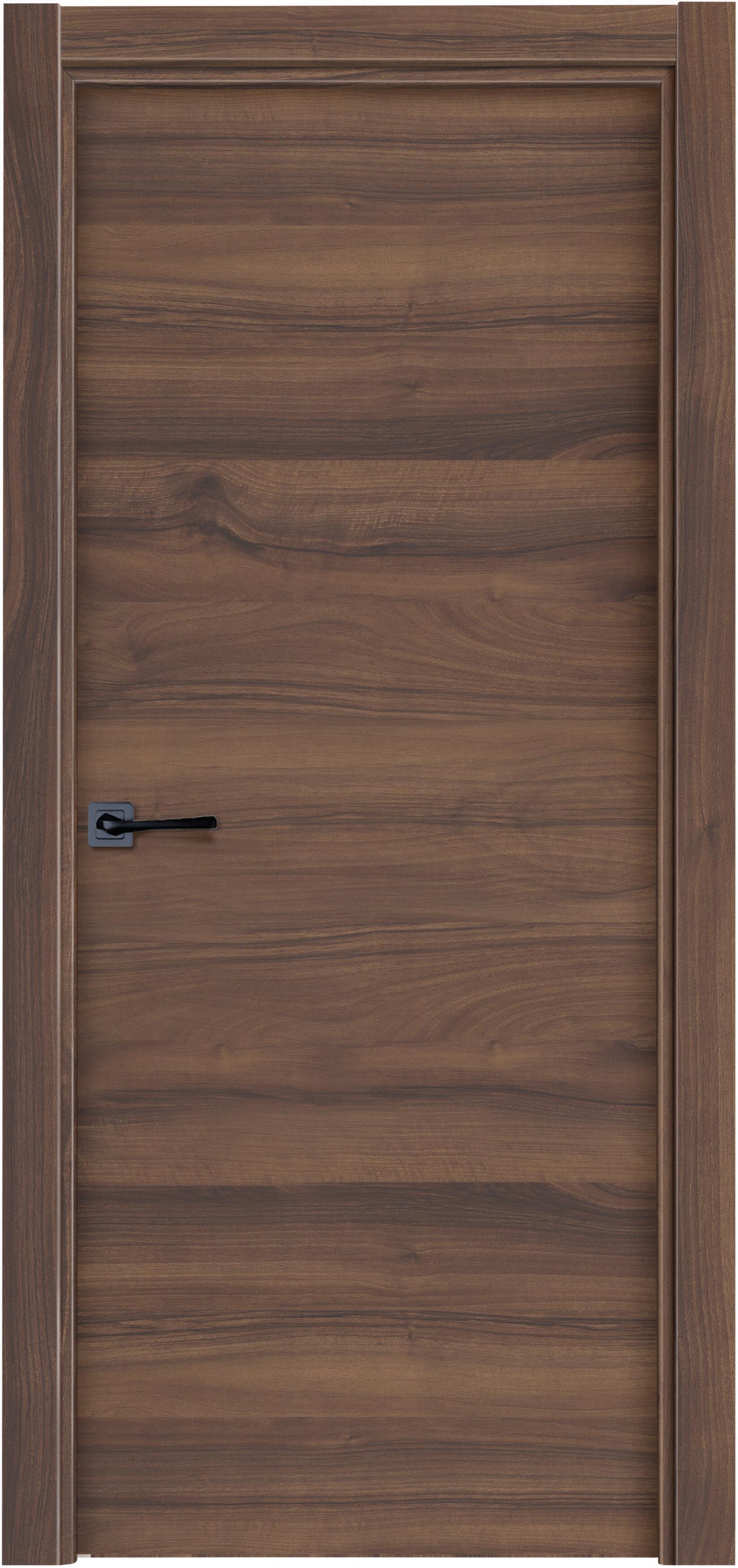 Puerta de interior abatible ciega maciza acabado laminado line plus oslo usa nogal apertura derecha cerco de 9x3 anchura 82.5 cm